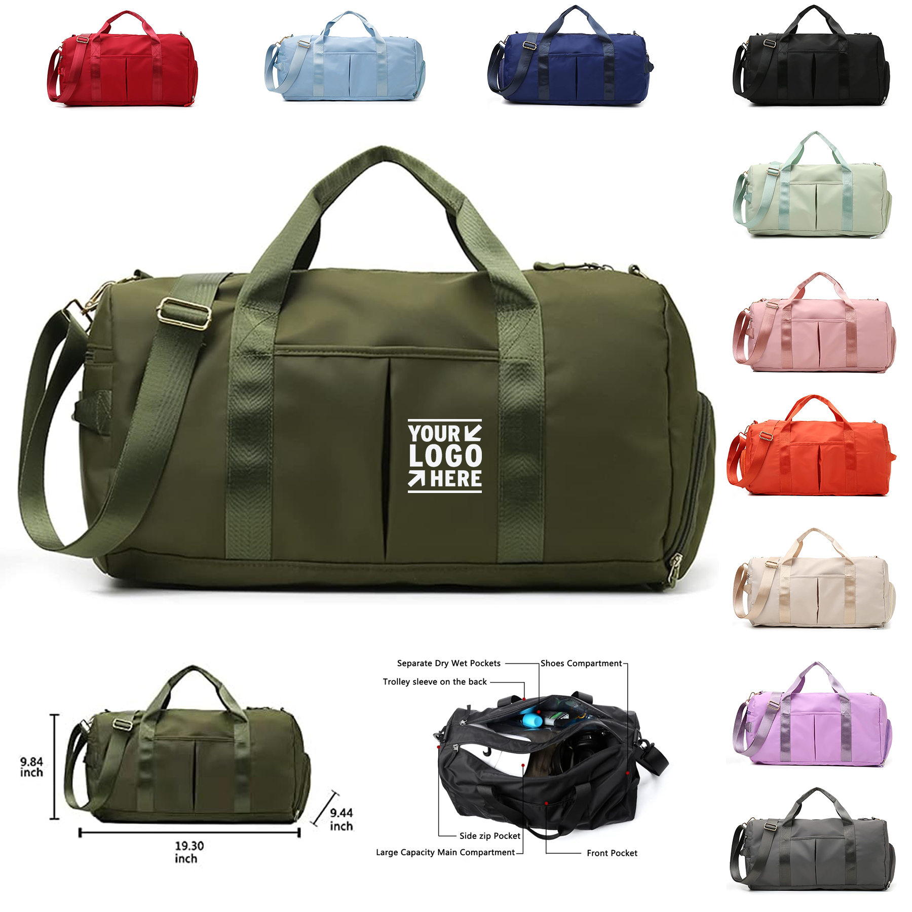 Women Sports Gym Duffel Waterproof Weekender Travel Yoga Bag with Shoes Compartment 2