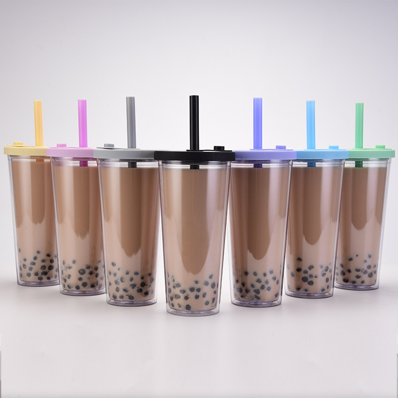 Double Layer Plastic Large Hole Straw Cup 5