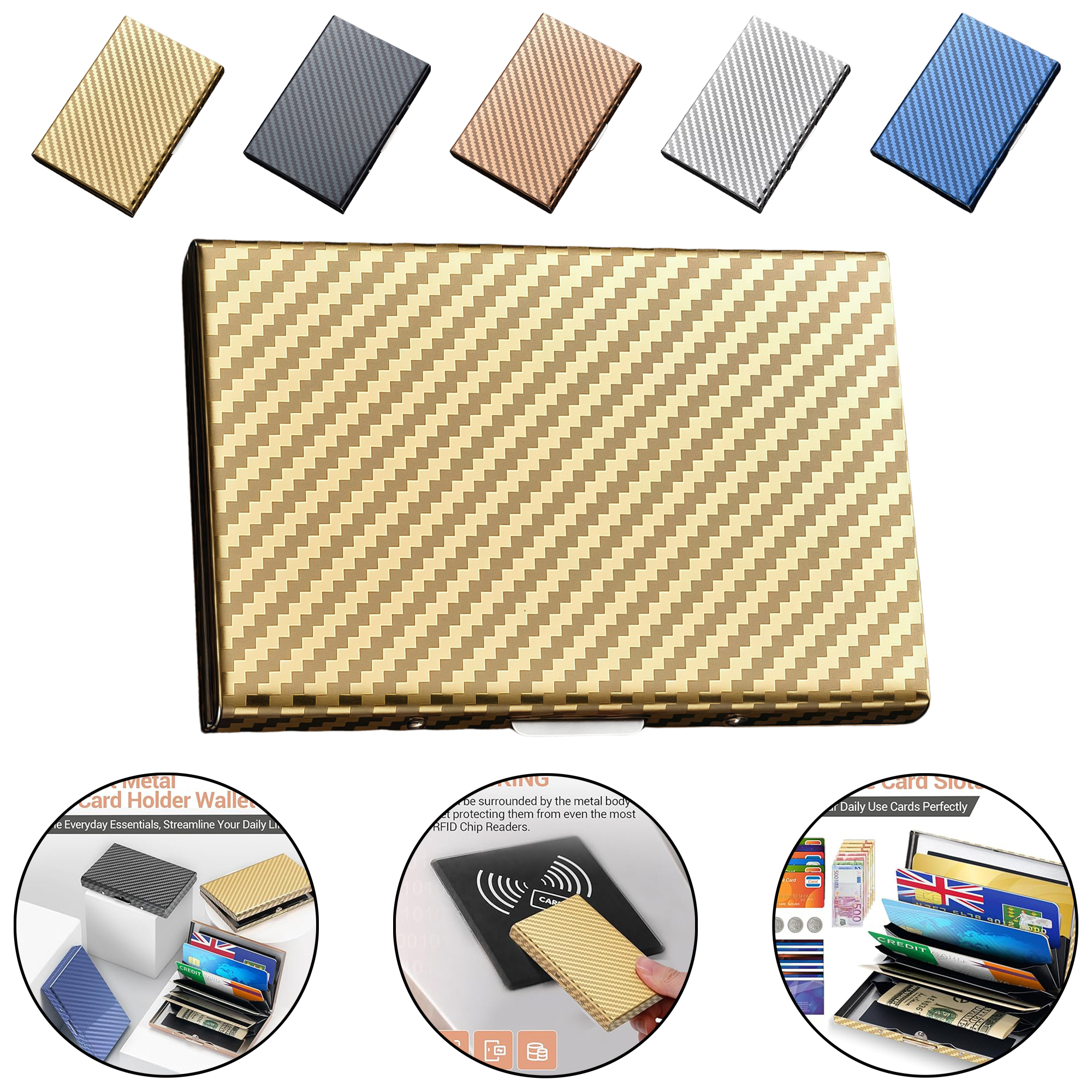 Stainless Steel RFID Blocking Card Holder - Slim Anti-Skimming Metal Wallet for Business 4
