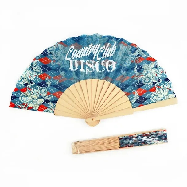 Folded Polyester Bamboo Fans 5