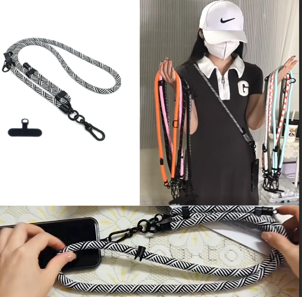 Adjustable Cell Phone Lanyard Crossbody Neck Strap w/ Patch 1