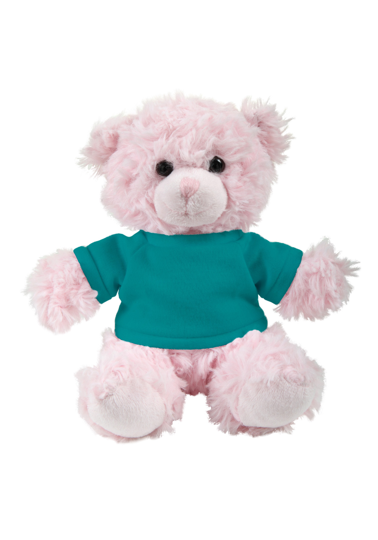 soft plush  Pink Curly Sitting Bear with t-shirt 13
