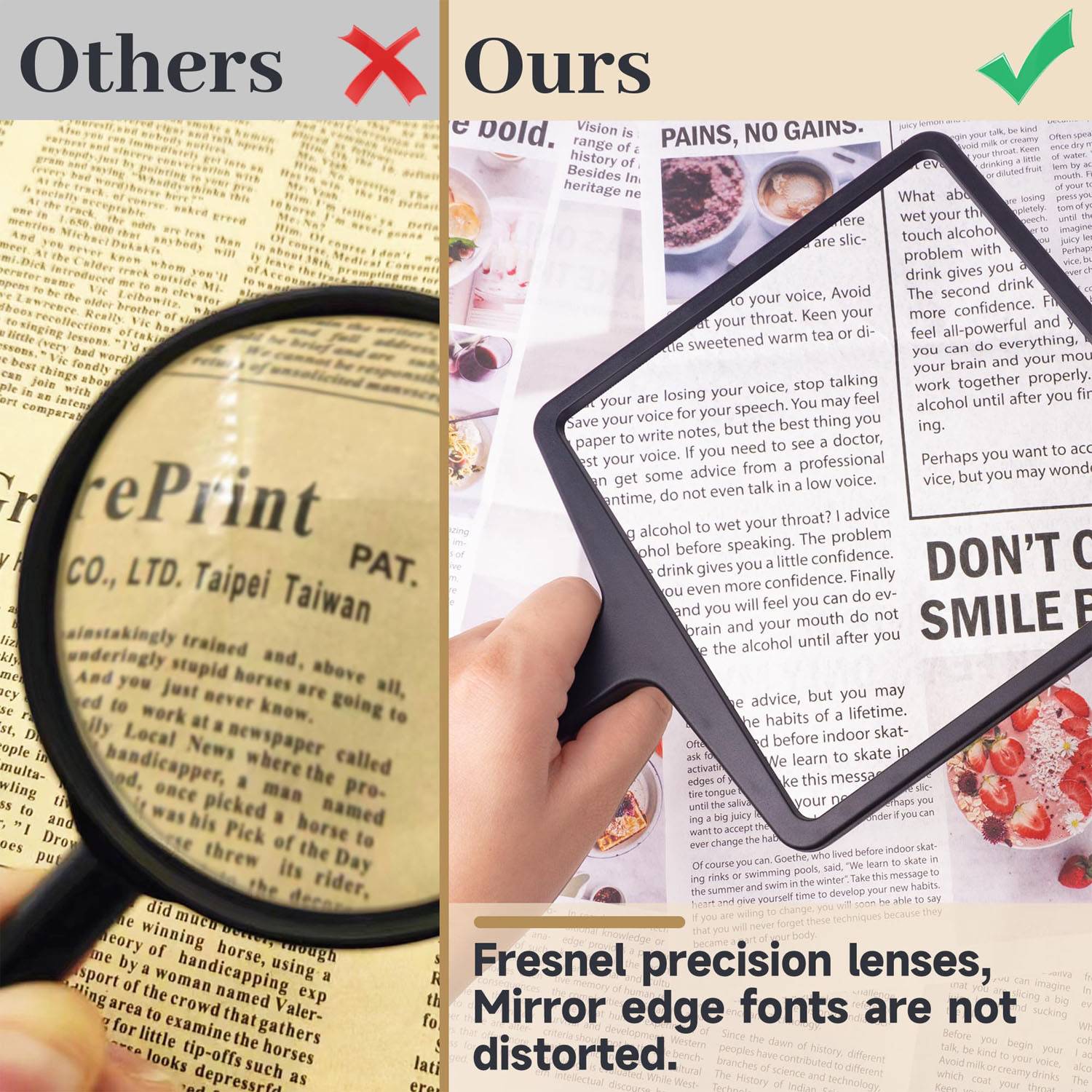 Acrylic Handheld Text Reading Magnifying Glass 6