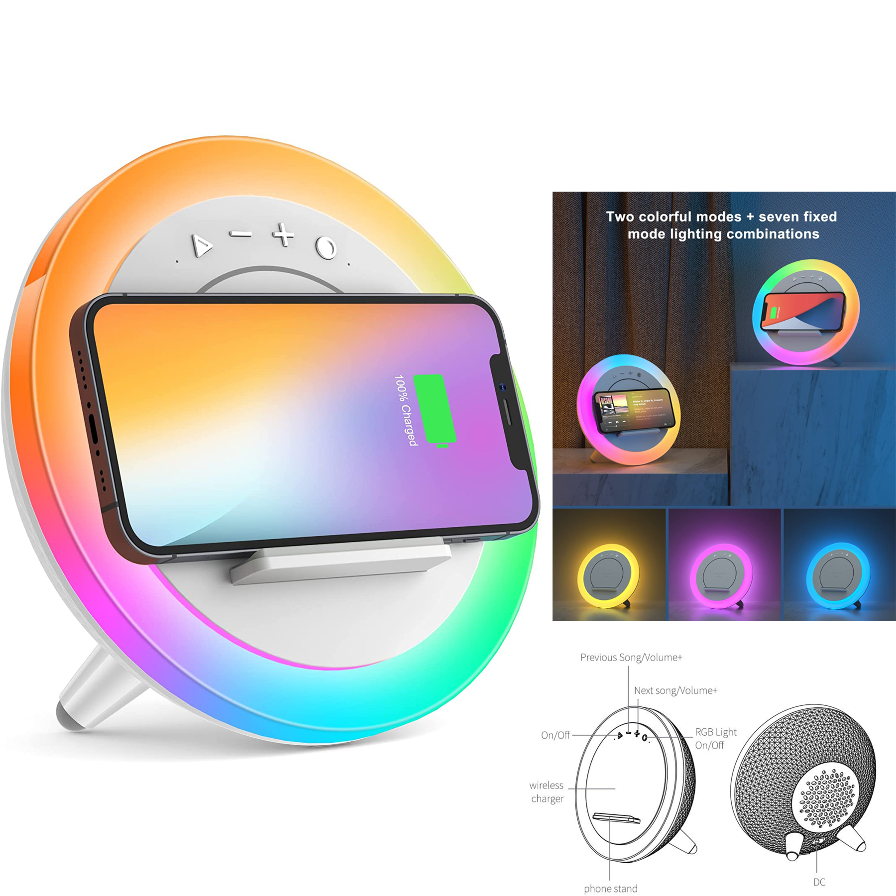 Night Light Wireless Charging Modern Speaker