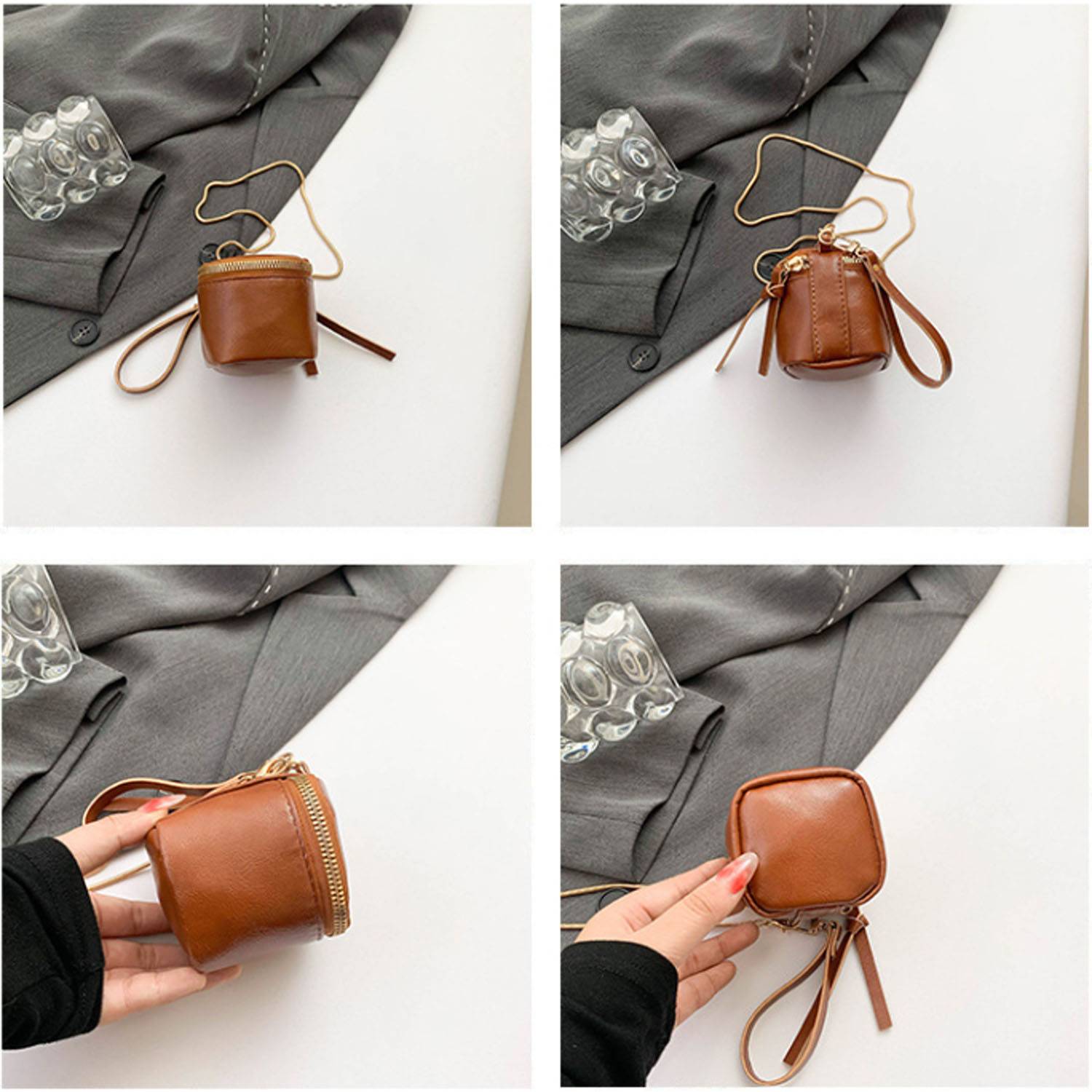Portable Compact PU Leather Crossbody Coin Bag 10