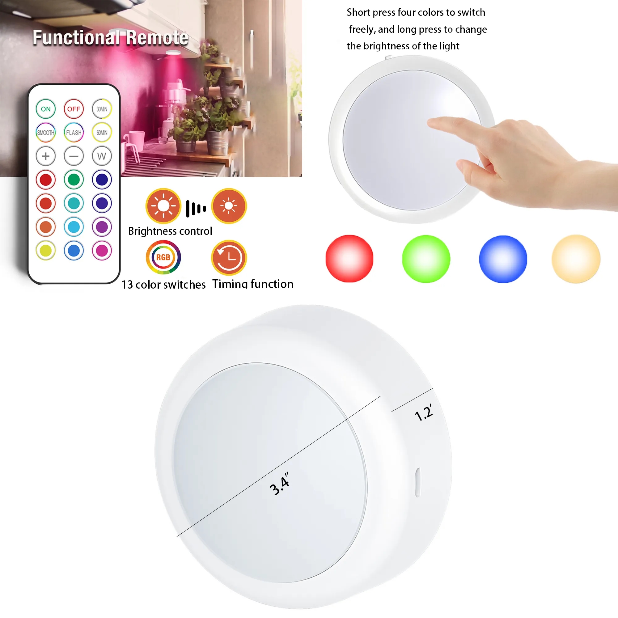 USB Charging Remote Magnetic Touch Light 2