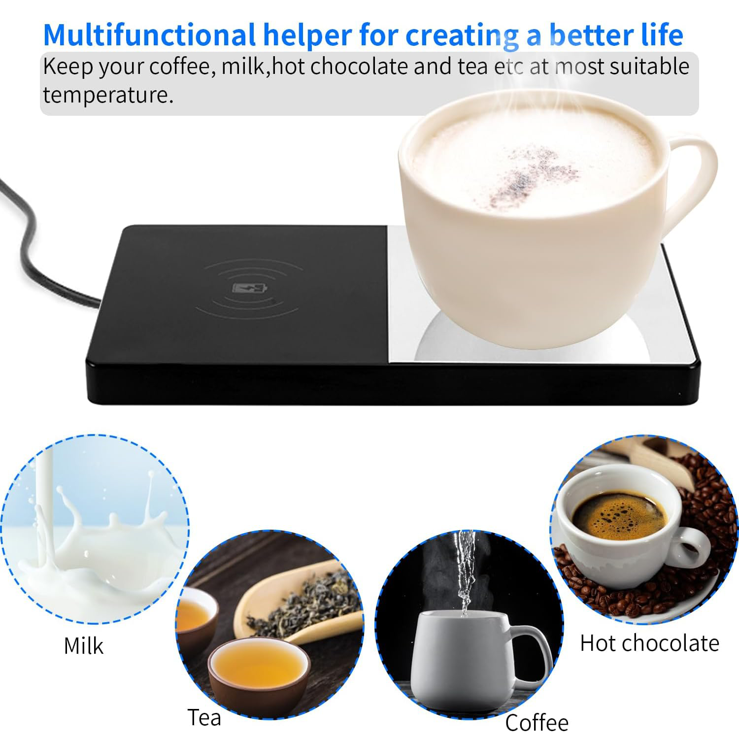 Waterproof Coffee Mug Warmer with Wireless Charger 2