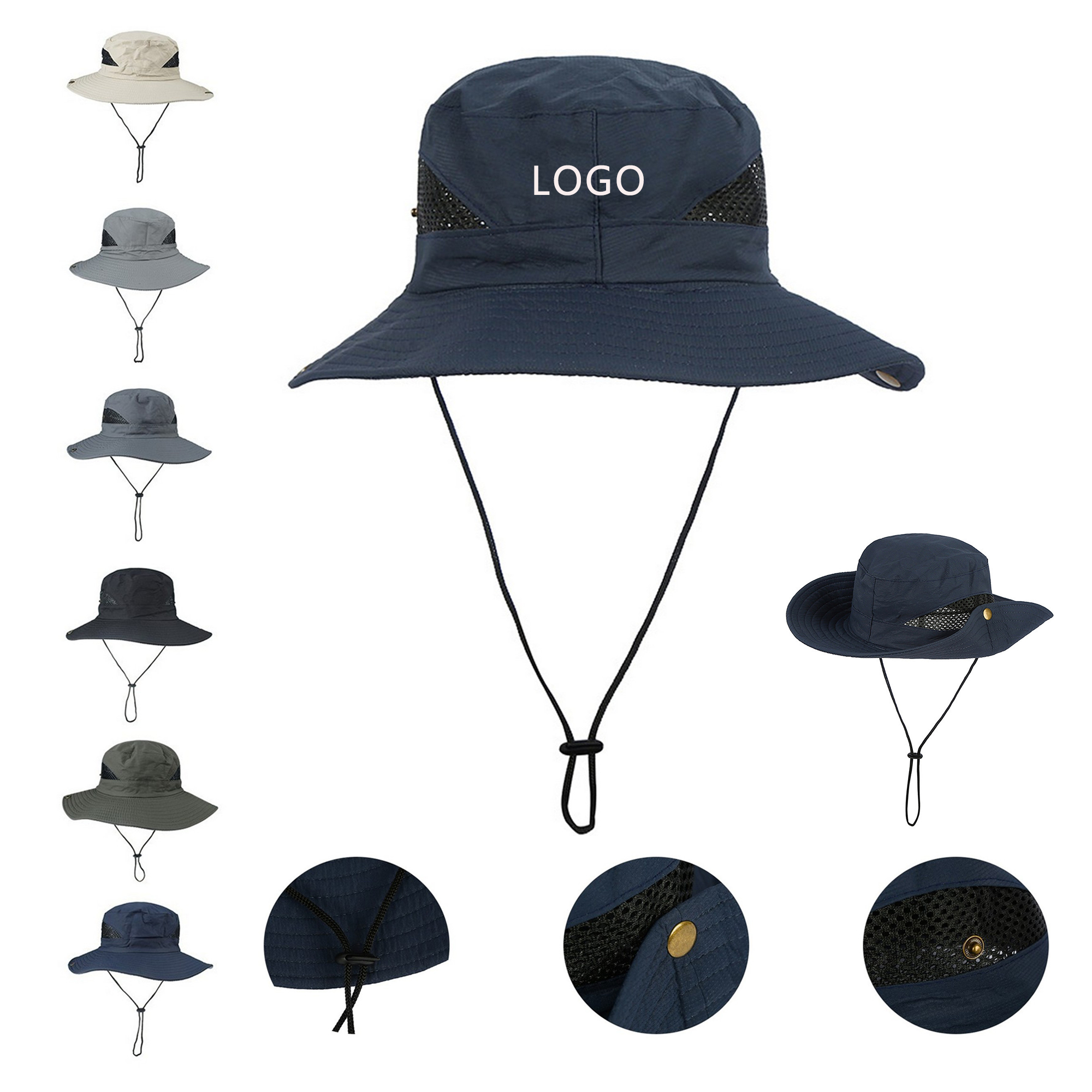 Fisherman Side Mesh Cowboy Hat Adjustable Breathable 6