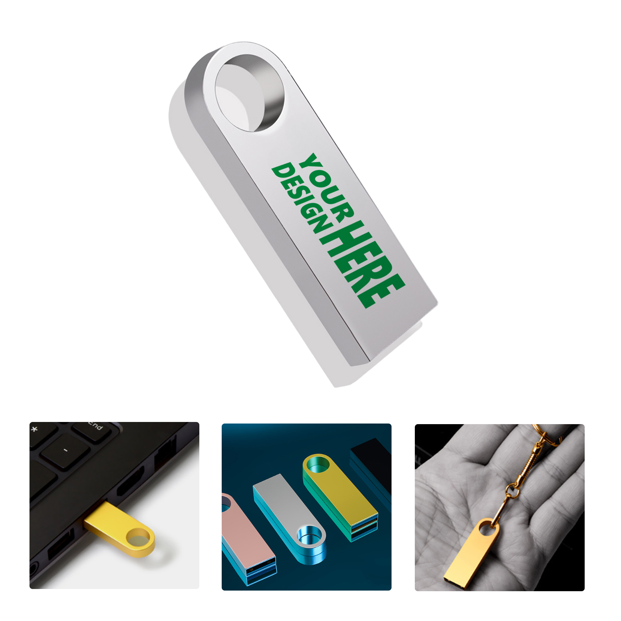 MOQ30 Custom Metal USB Flash Drive 8GB with Logo 2