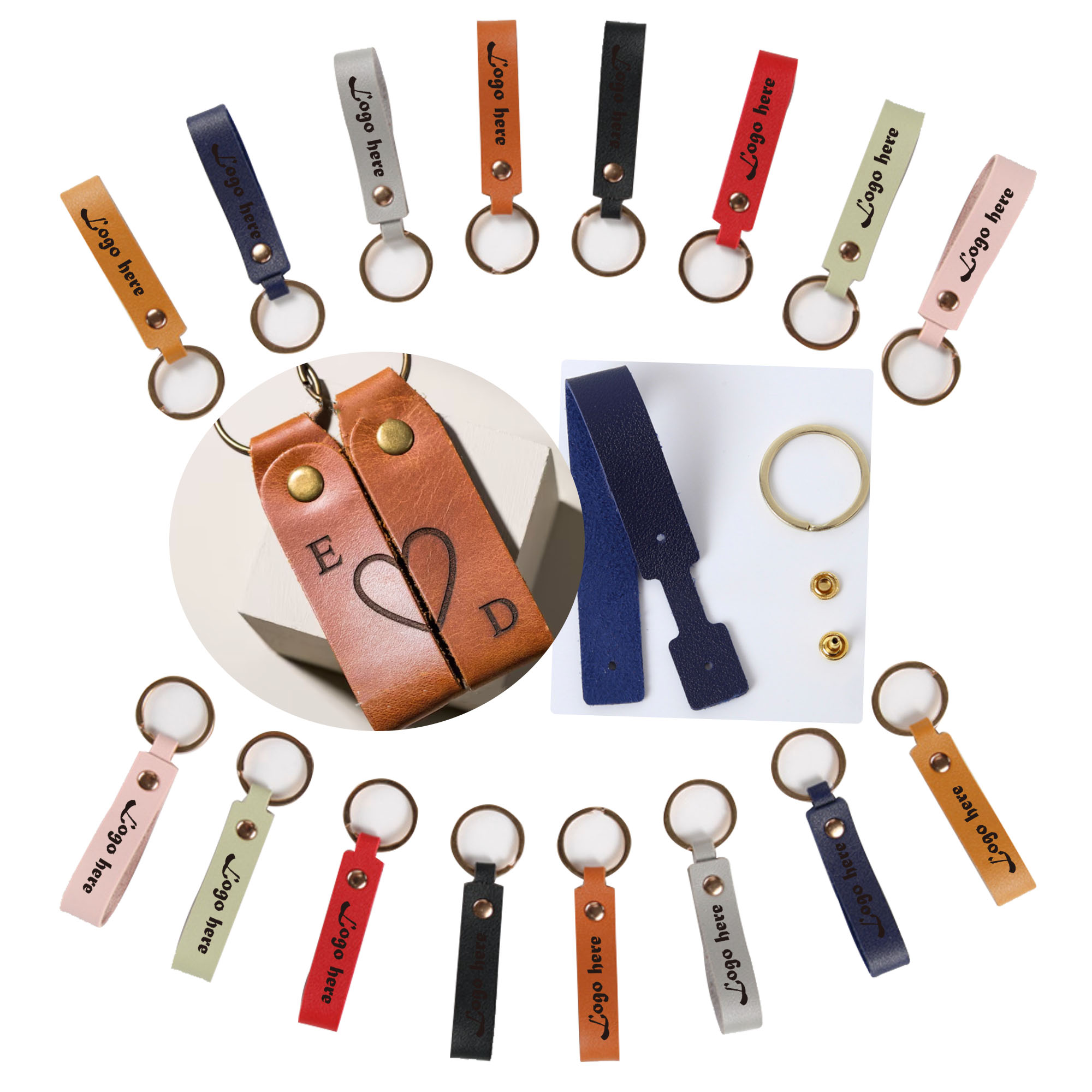 MOQ500 Laser-Engraved Leather Keychain 1