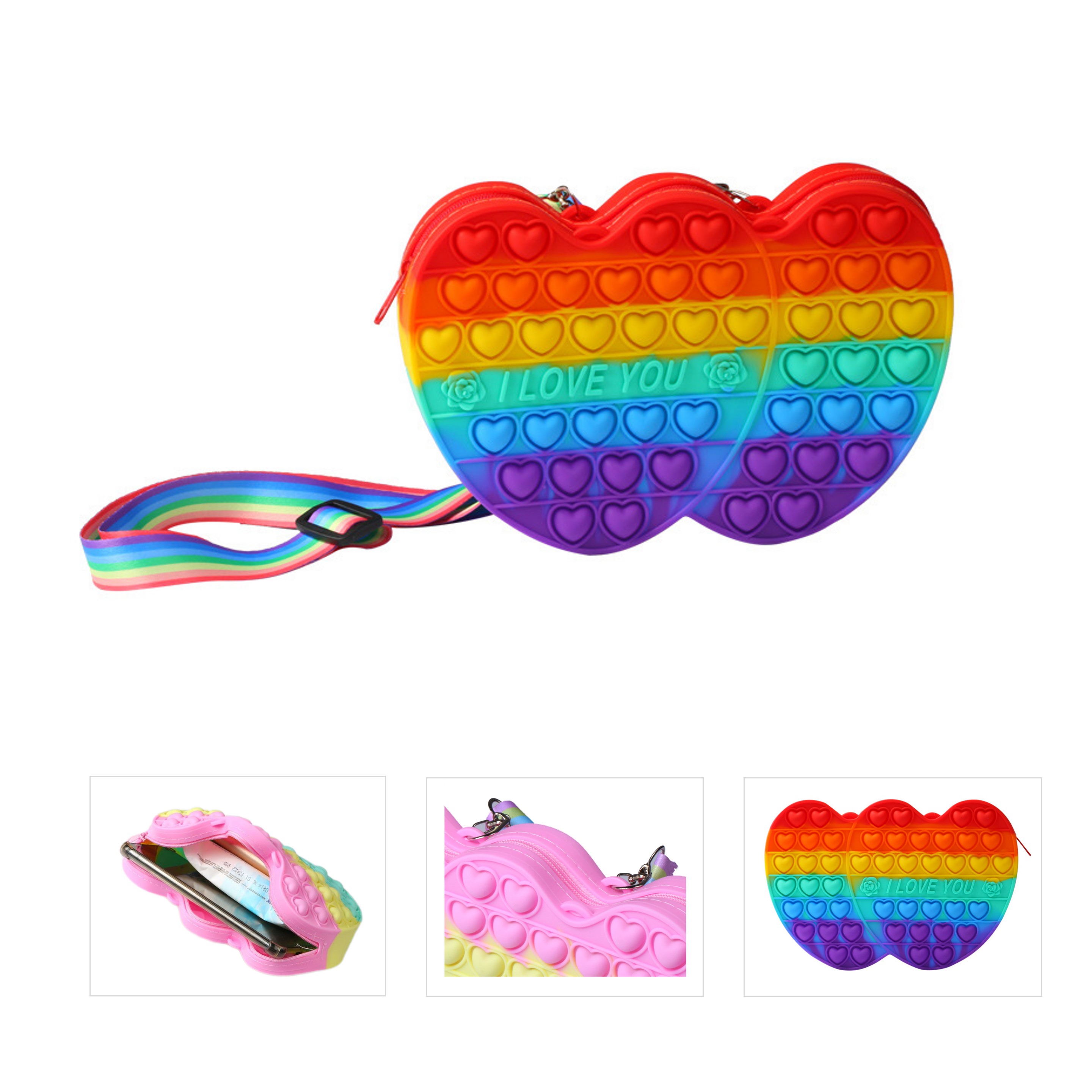 Silicone Heart Shape Shoulder Bag (direct import) 4