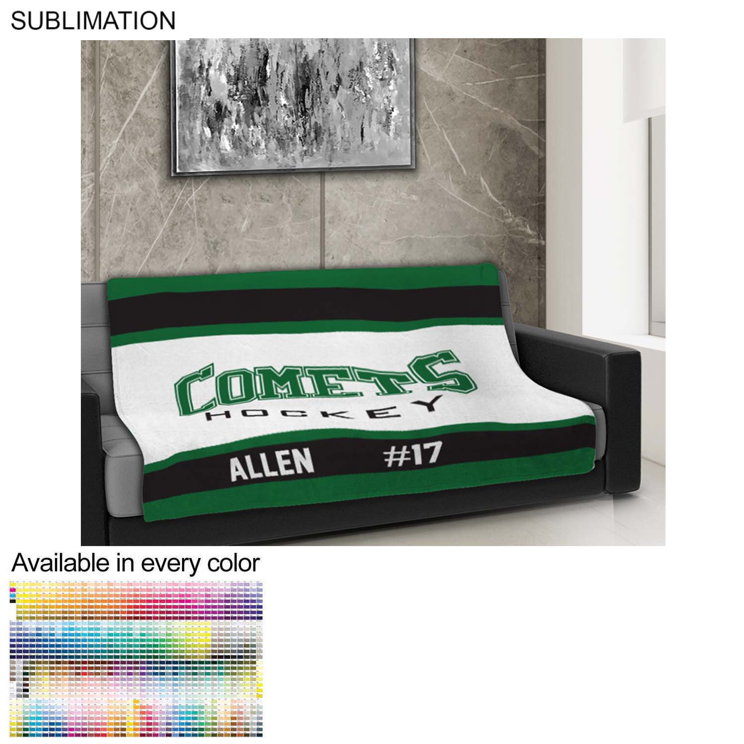 Team Blanket in Plush and cozy Mink Flannel Fleece, 50x60, Couch size, Sublimated edge to edge 9