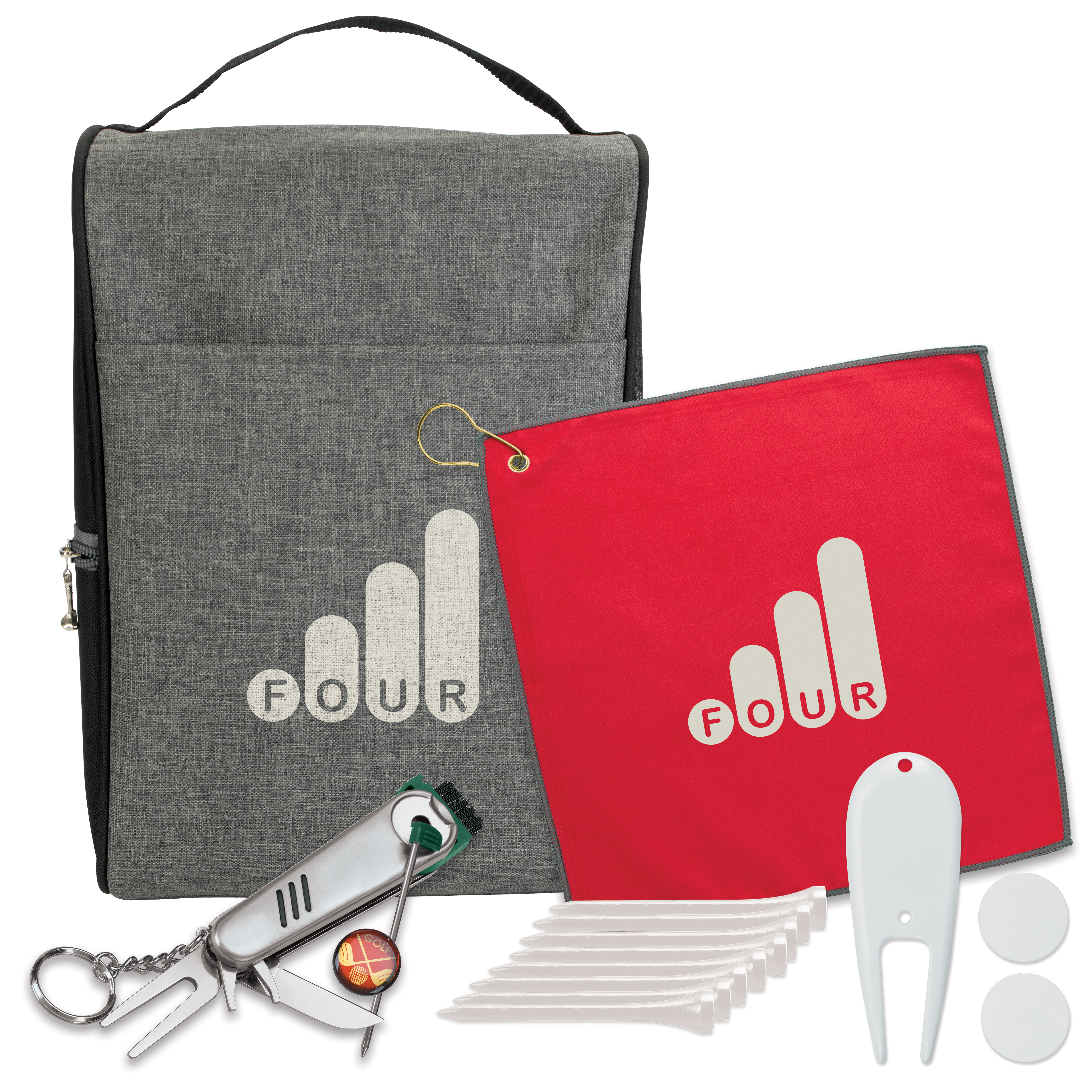 Heathered Shoe Bag Golf Kit 12