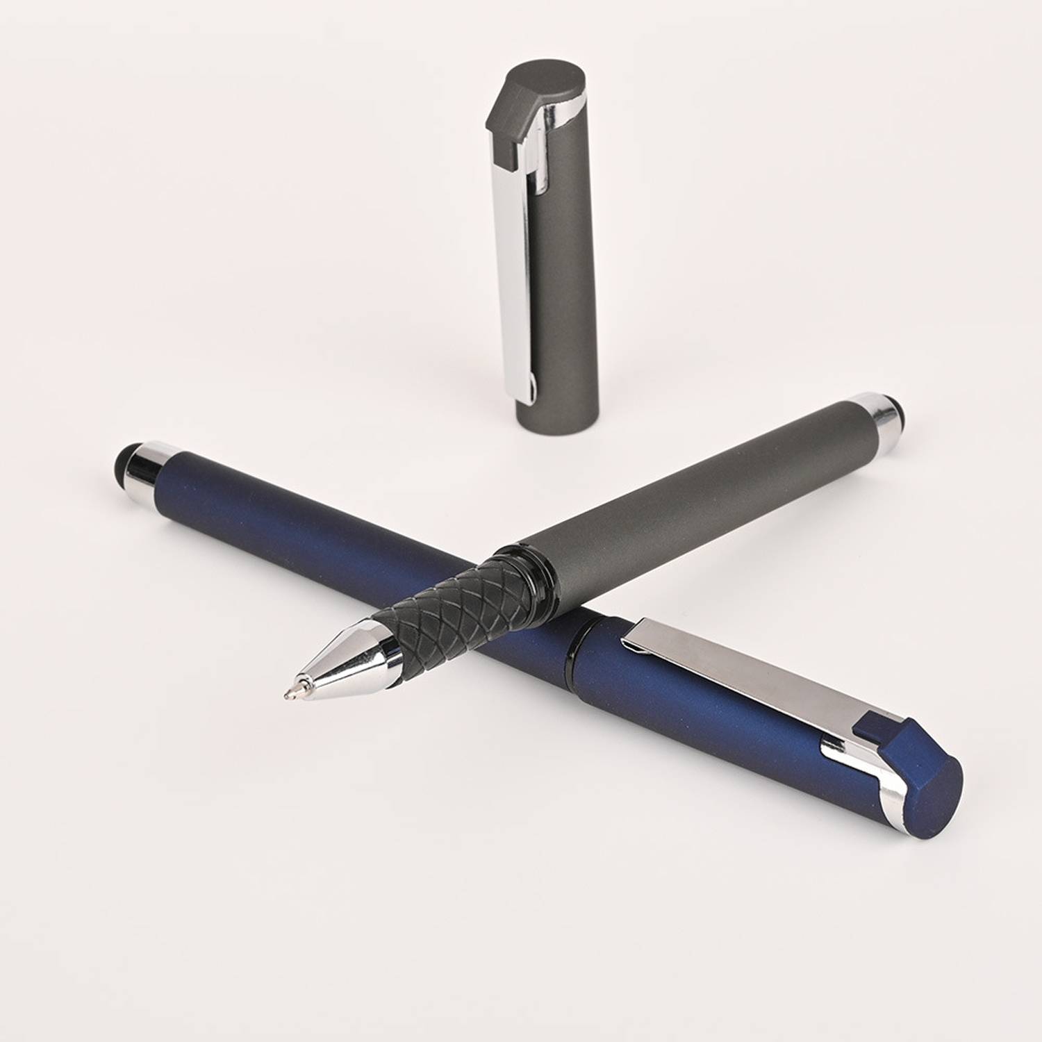 2 in 1 Cap Action Business Ballpoint Pen w/ Stylus Tip 3