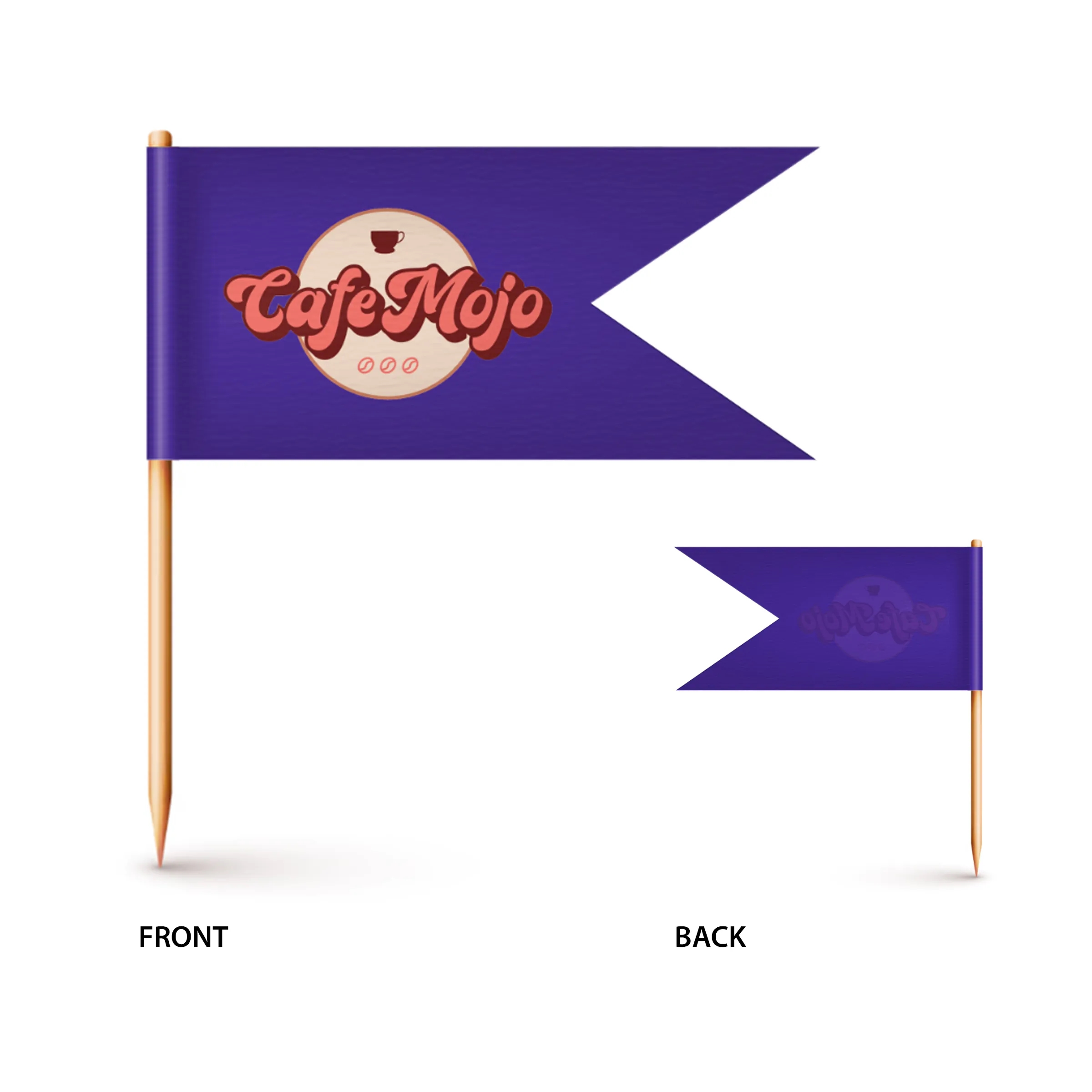 Custom Paper Toothpick Flags - Style D Flag Size 0.75" x 3" 1
