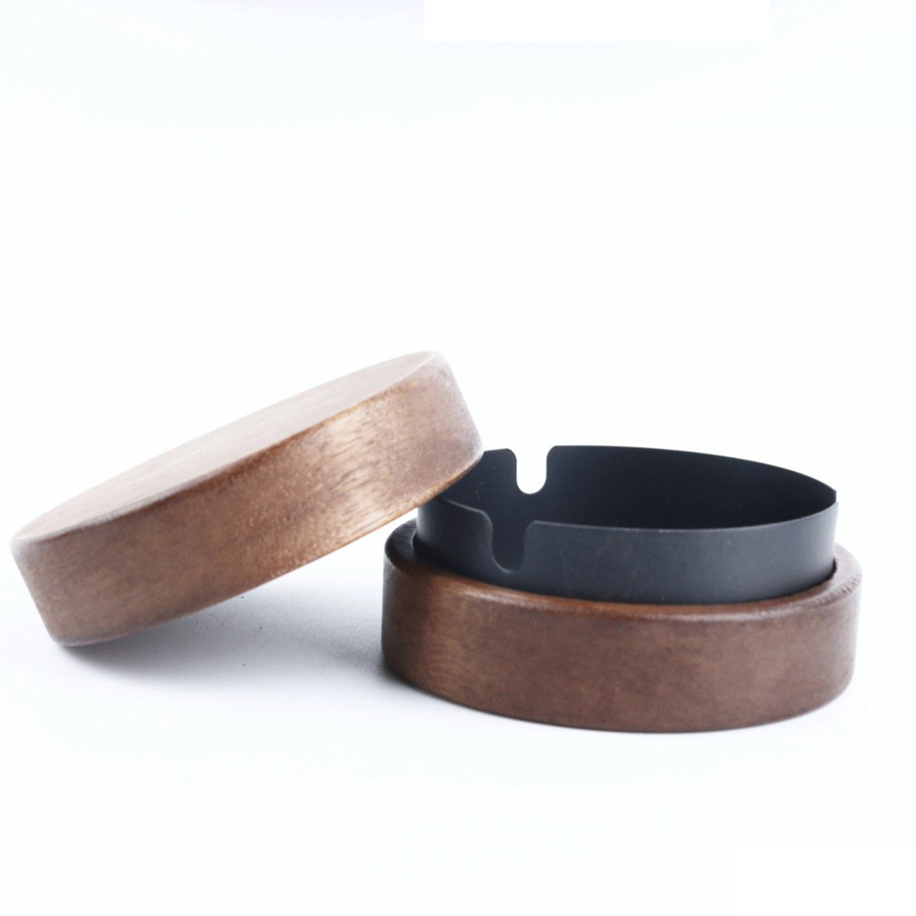 Windproof Wooden Stainless Steel Ashtray with Lid 3