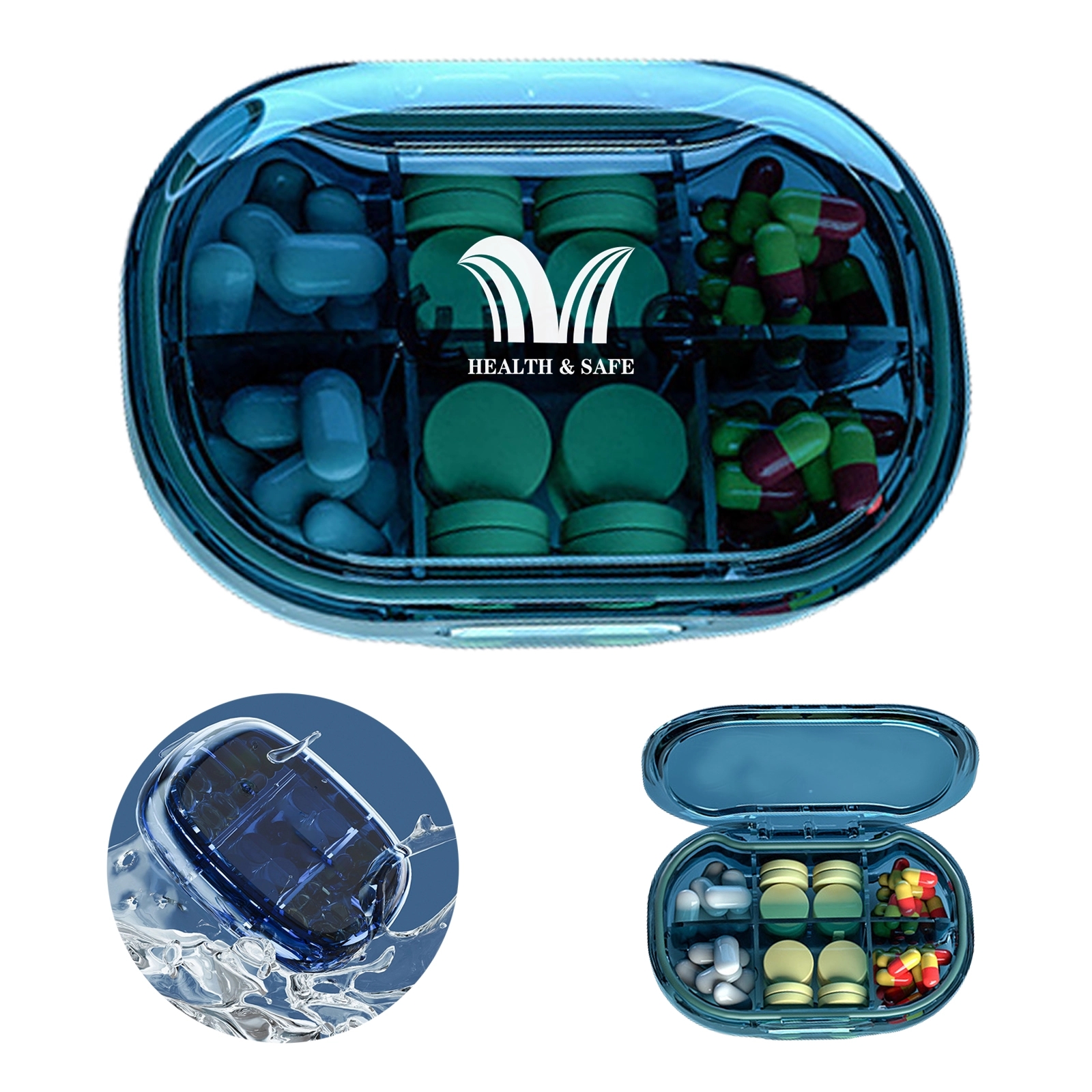 6 Compartment Mini Pill Case Organizer 2