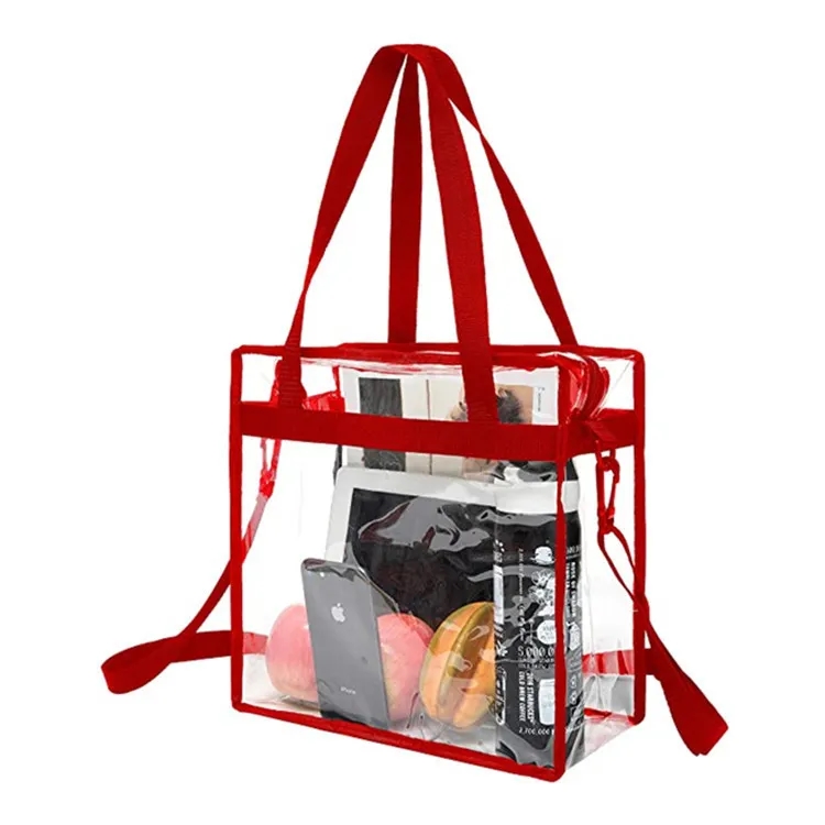 Zipper Closure Clear Tote Bag with Handles Shoulder Strap 3