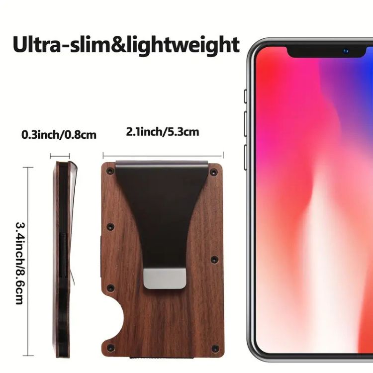 Minimalist Slim RFID Wallet Wood Credit Card Holder 1