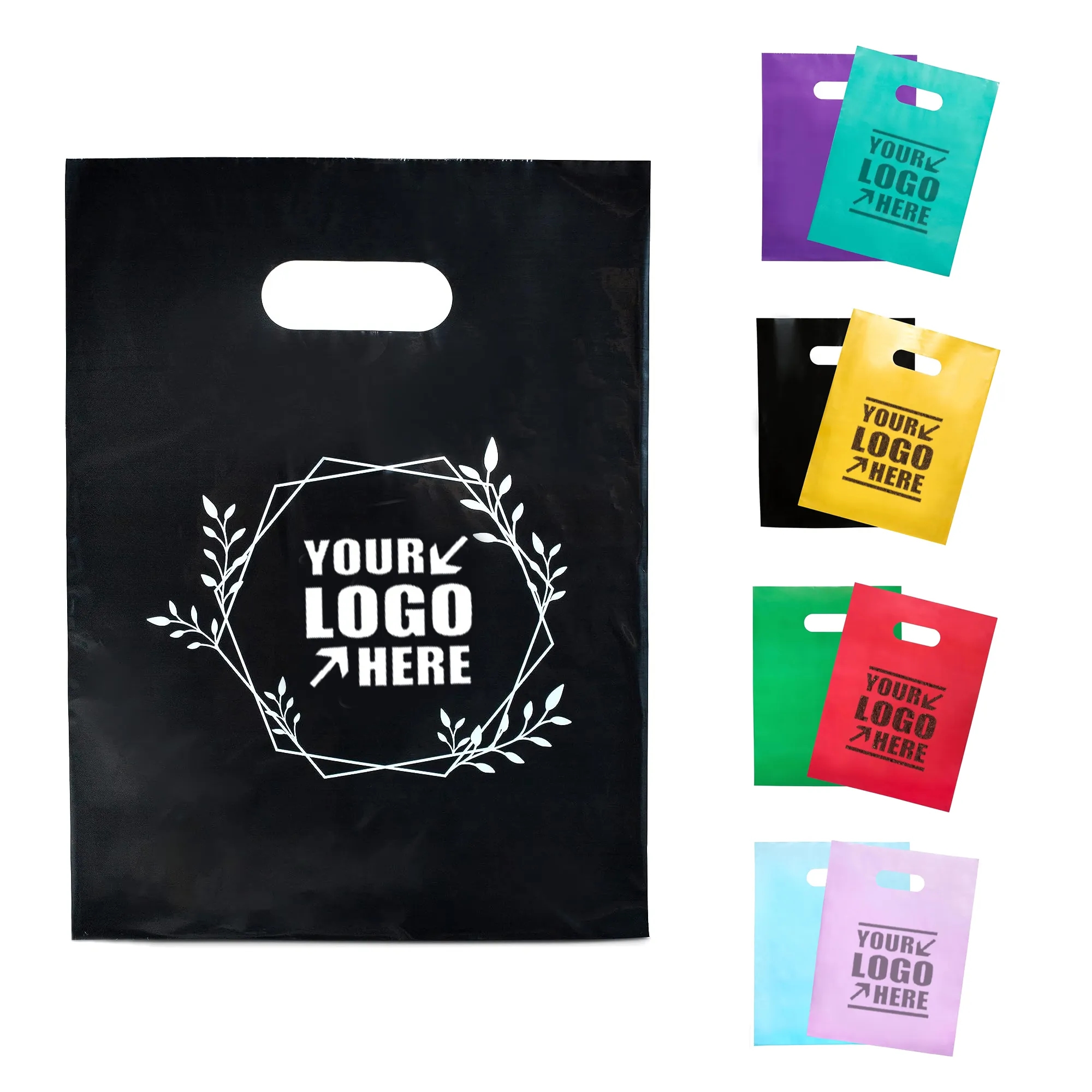 Plastic Merchandise Bags With Die Cut Handle  9" x 12" 2