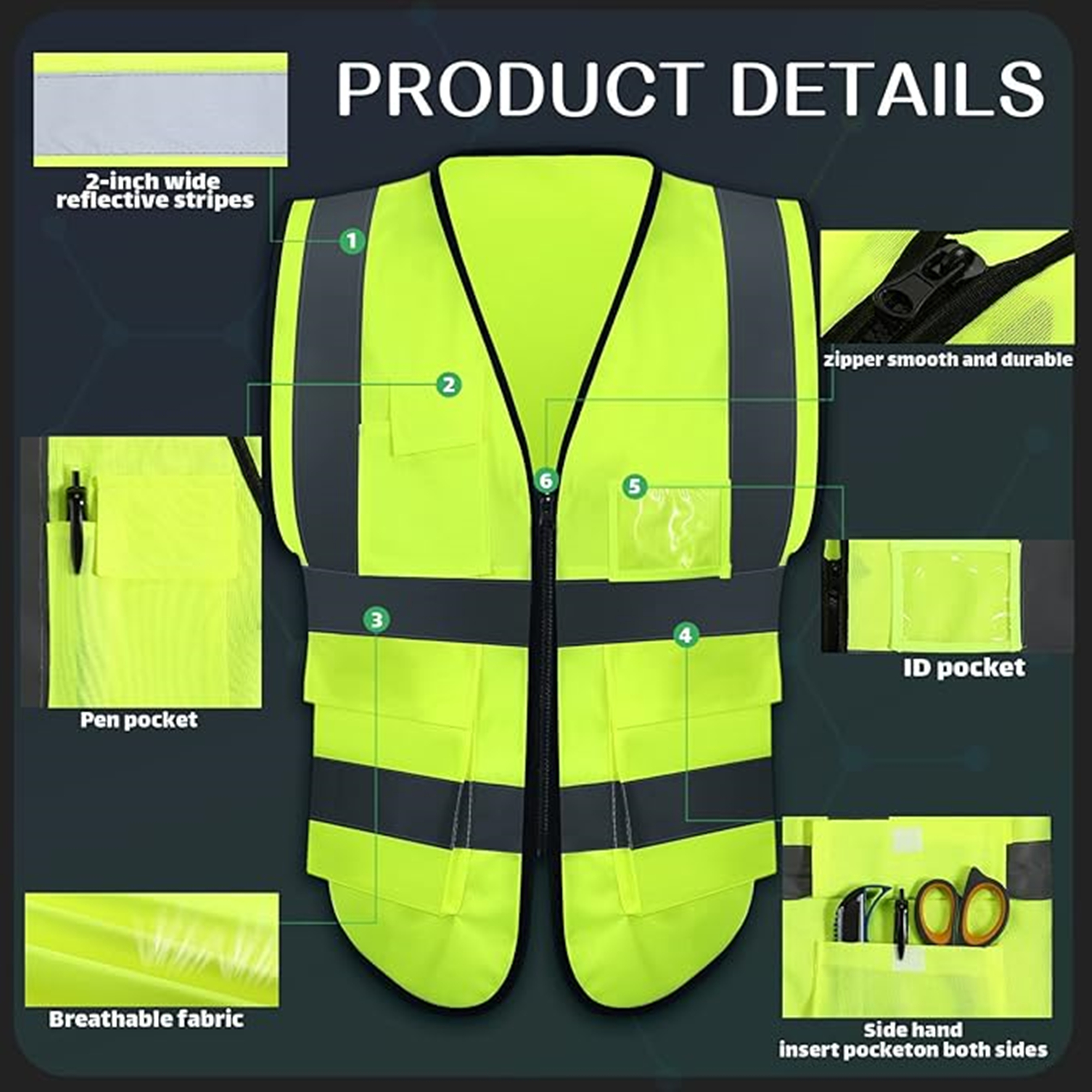Safety Vest With Reflective Strips 3