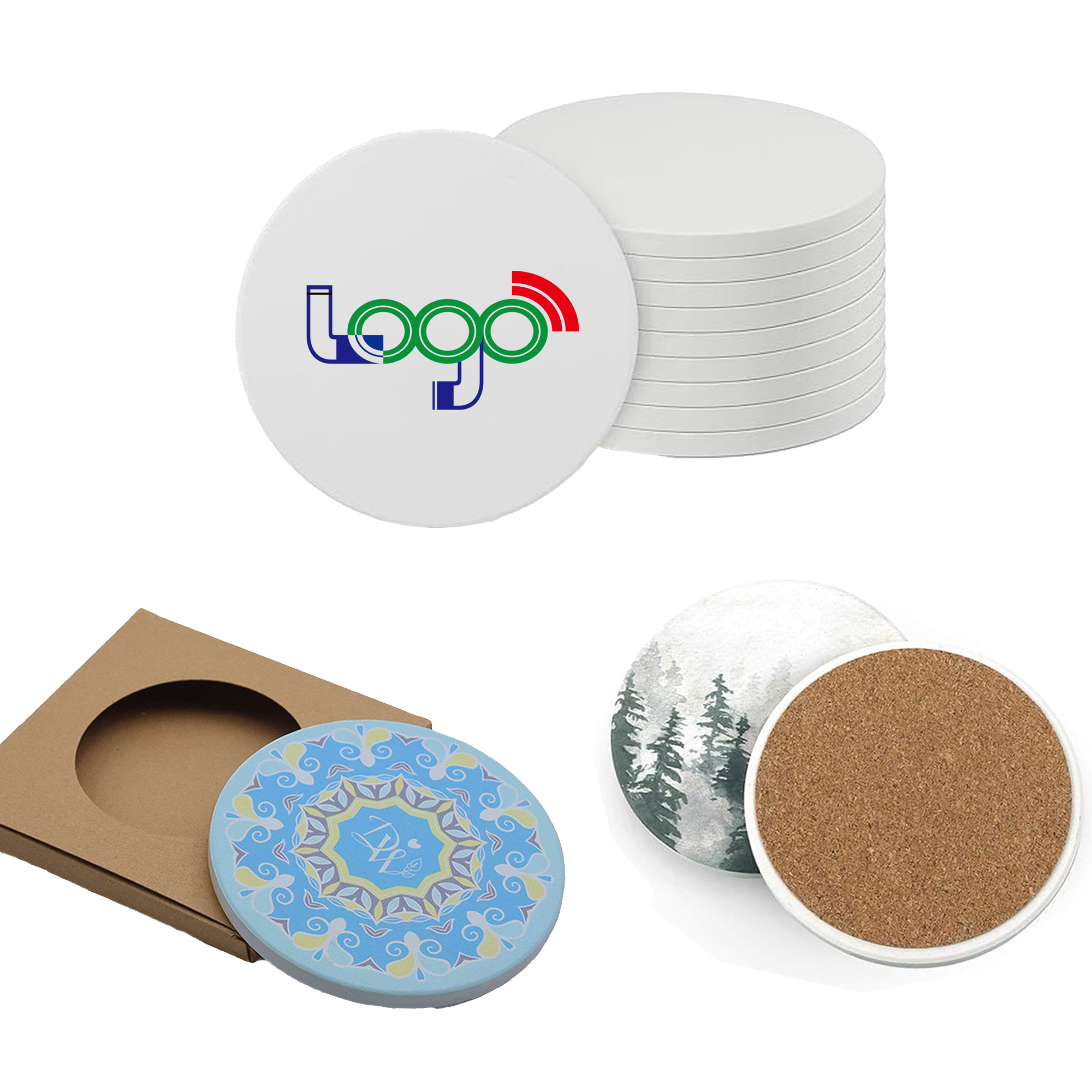 Custom Round Ceramic Drink Coaster with Cork Backing 4
