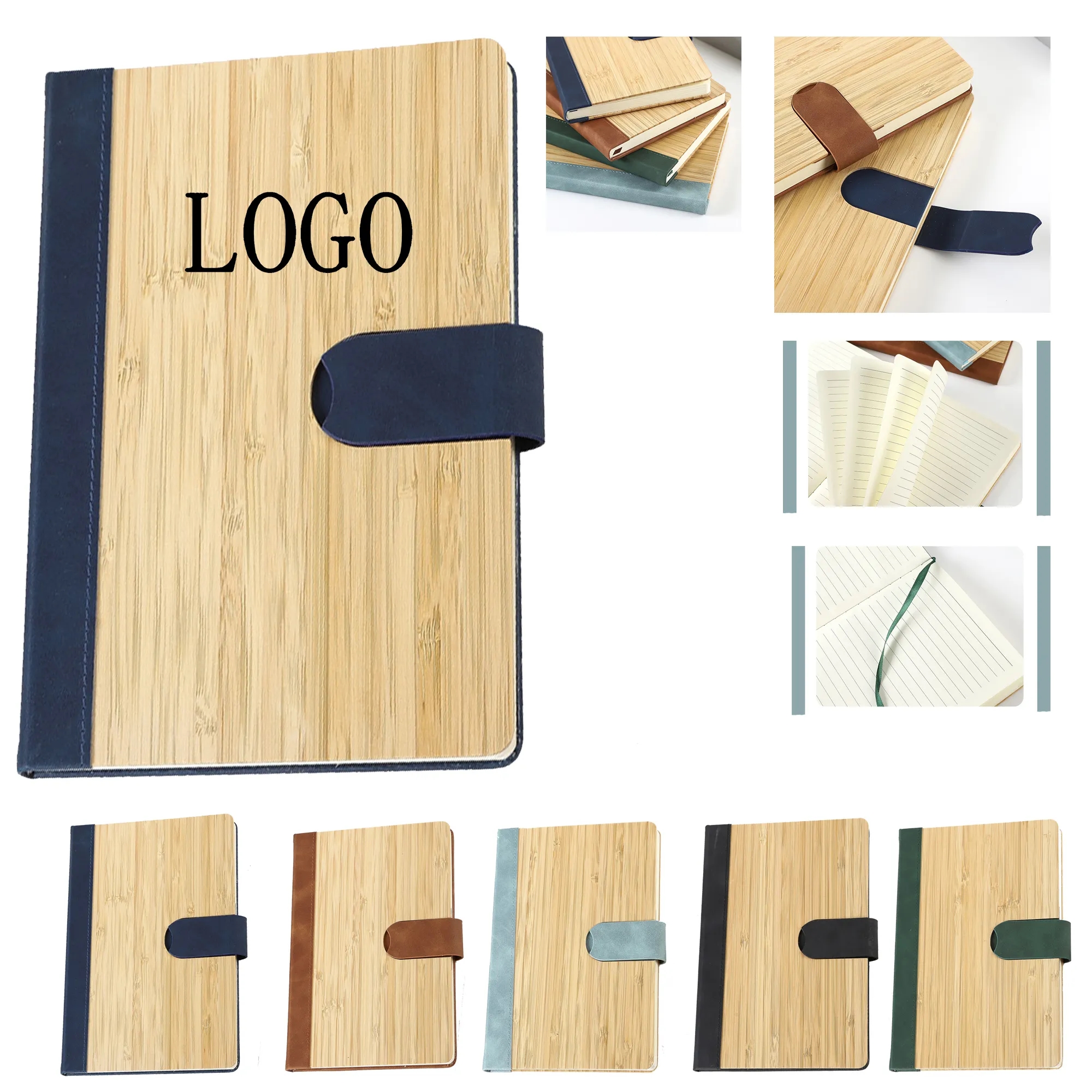 200Pages A5 Bamboo Lined Journal Notebook Magnetic Buckle 4