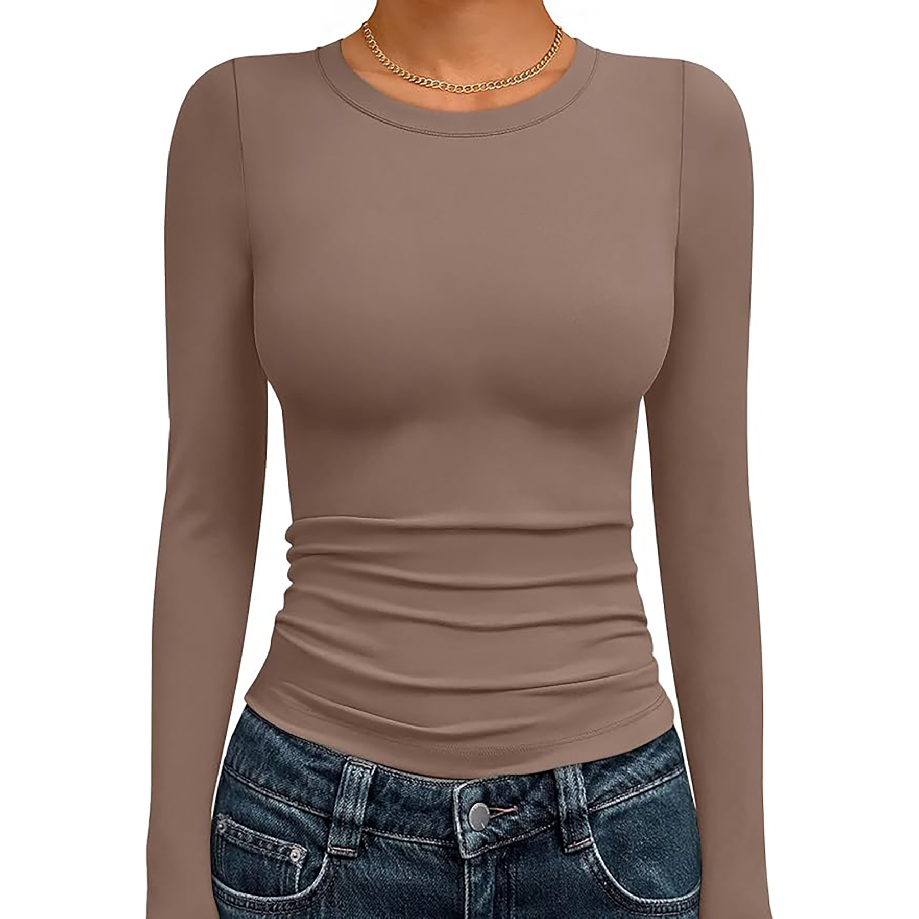 Women's Basic Round Neck Crop Top 23