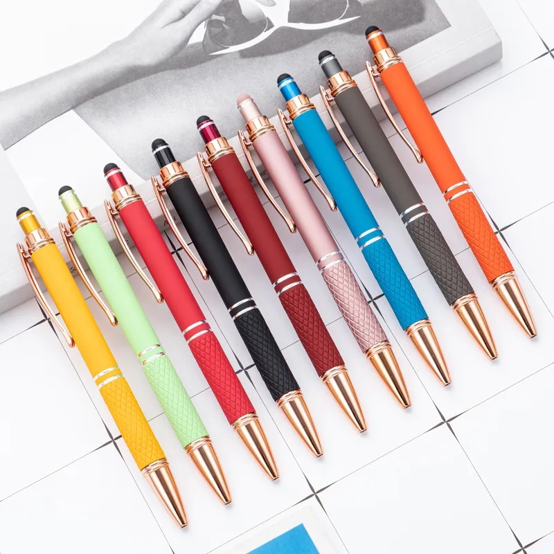 Quilted Grip Softy Metallic Stylus Rose Gold Pen 2