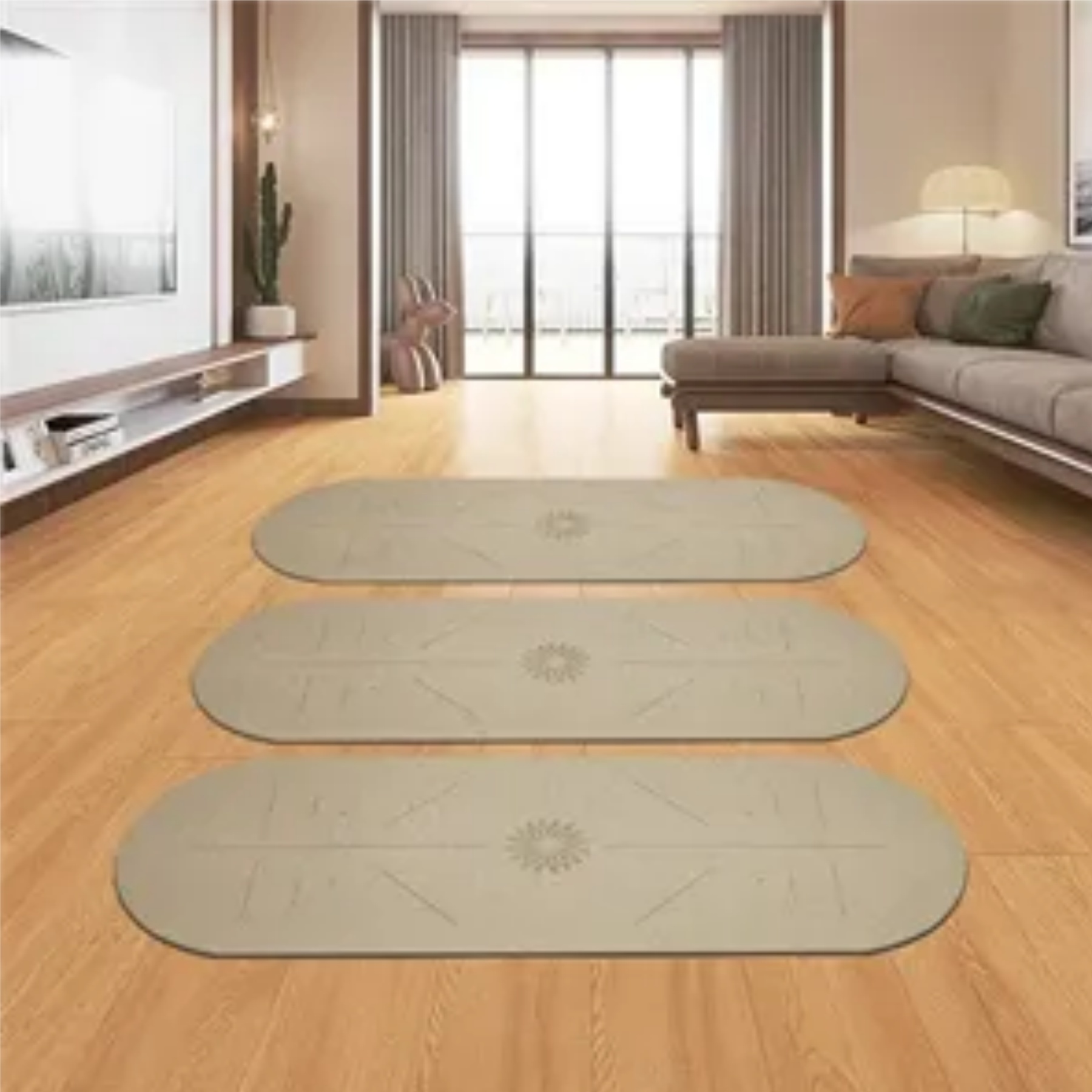 Non-slip Oval PU Rubber Yoga Exercise Mat 2