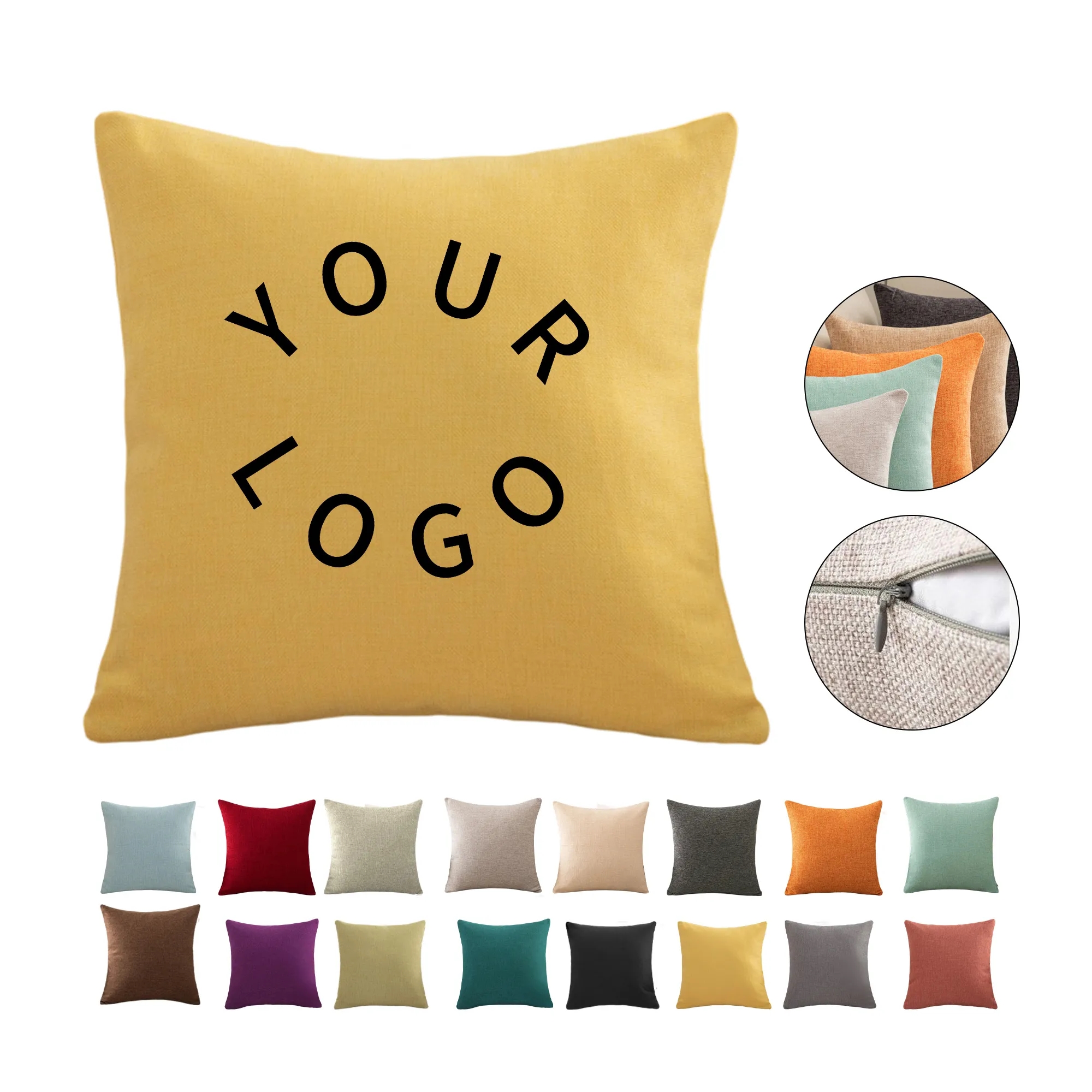18 Inch Linen Pillow Cover Breathable 16