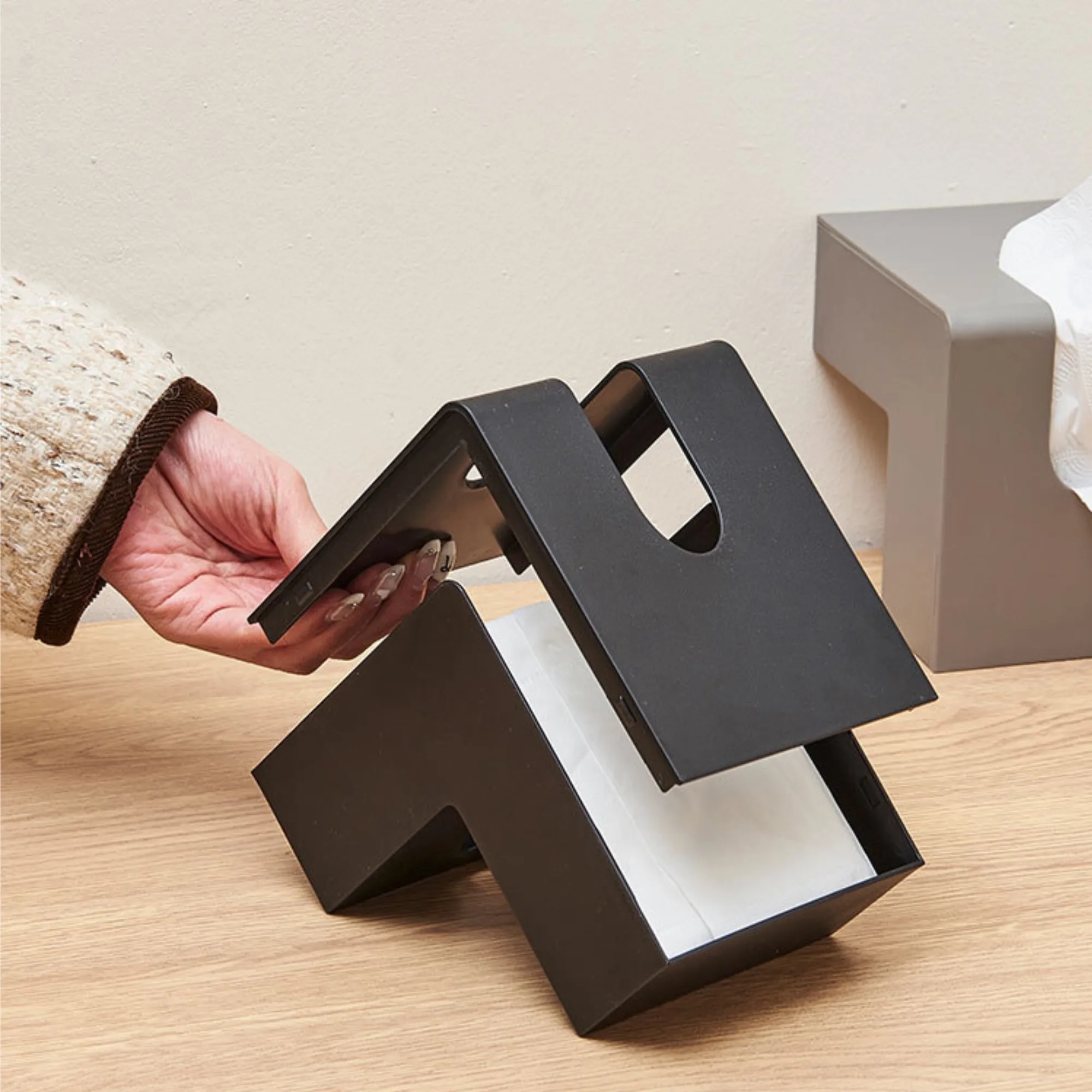 Plastic Folio Tissue Box Cover Multifunction L-Shaped Holder 1