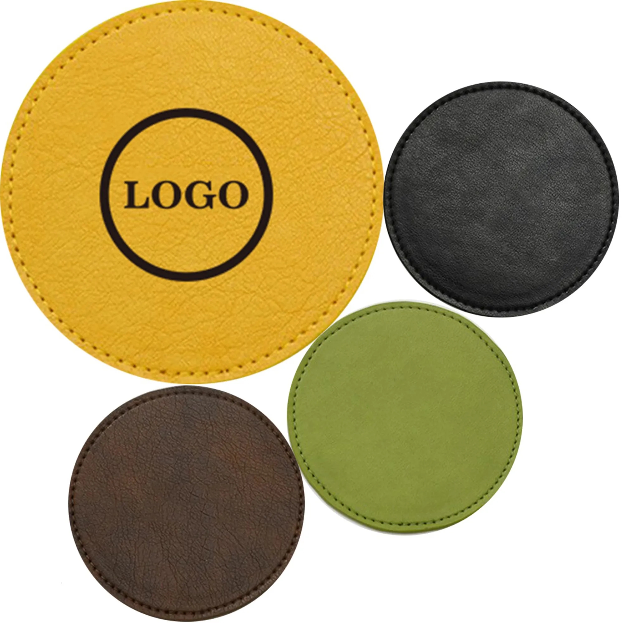 Custom Logo Leather Coaster - Heatproof & Non-Slip