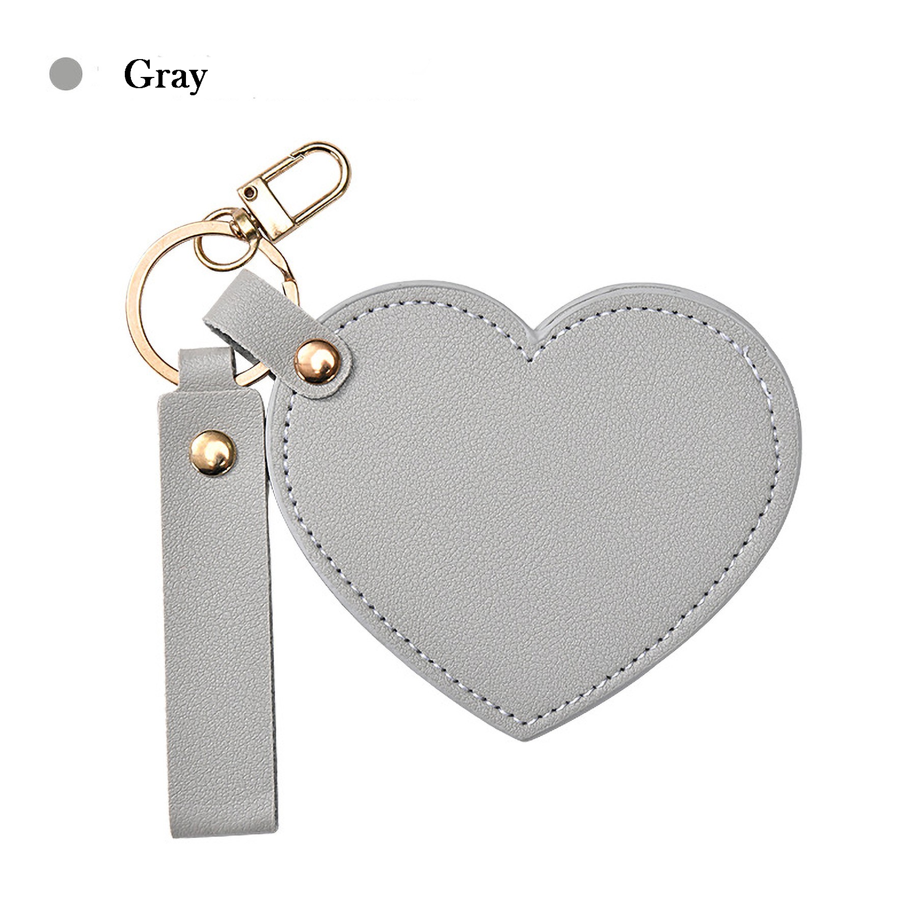 Leather Key Chain With Heart-Shaped Makeup Mirror 7