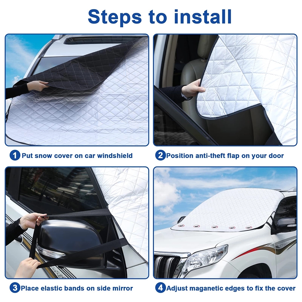 Extra Thick 4 Layers Auto Windshield Cover for Snow and Sun 2