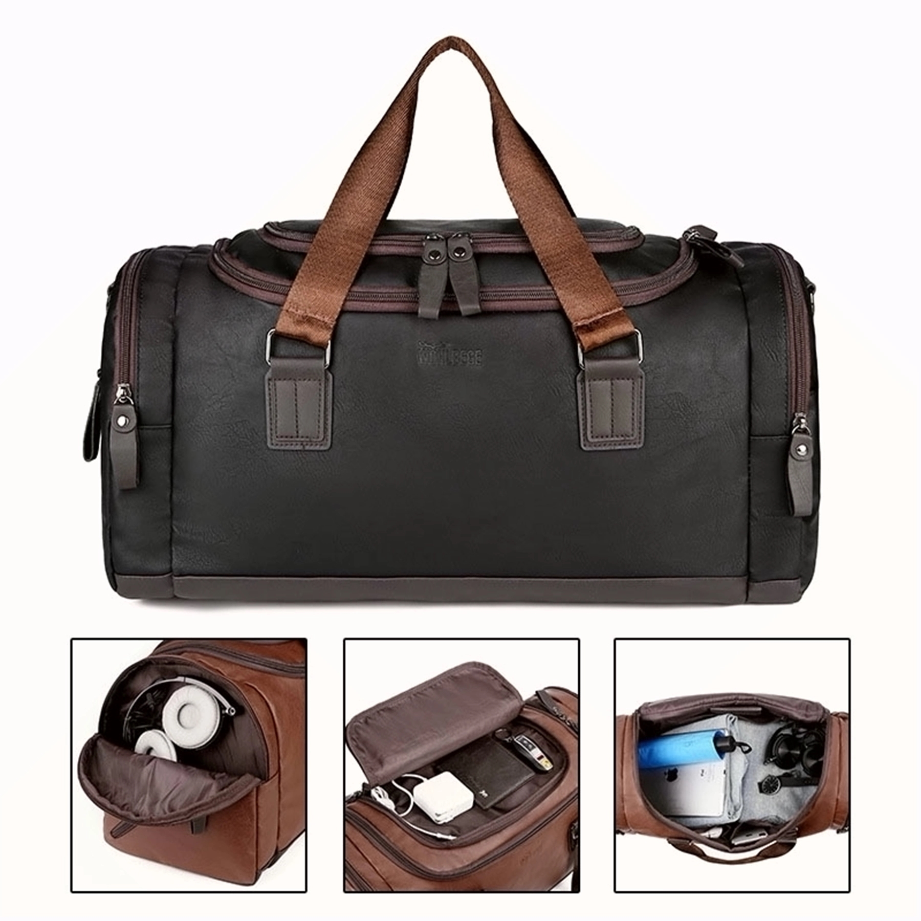 Large Pu Leather Travel Duffel Bag 2