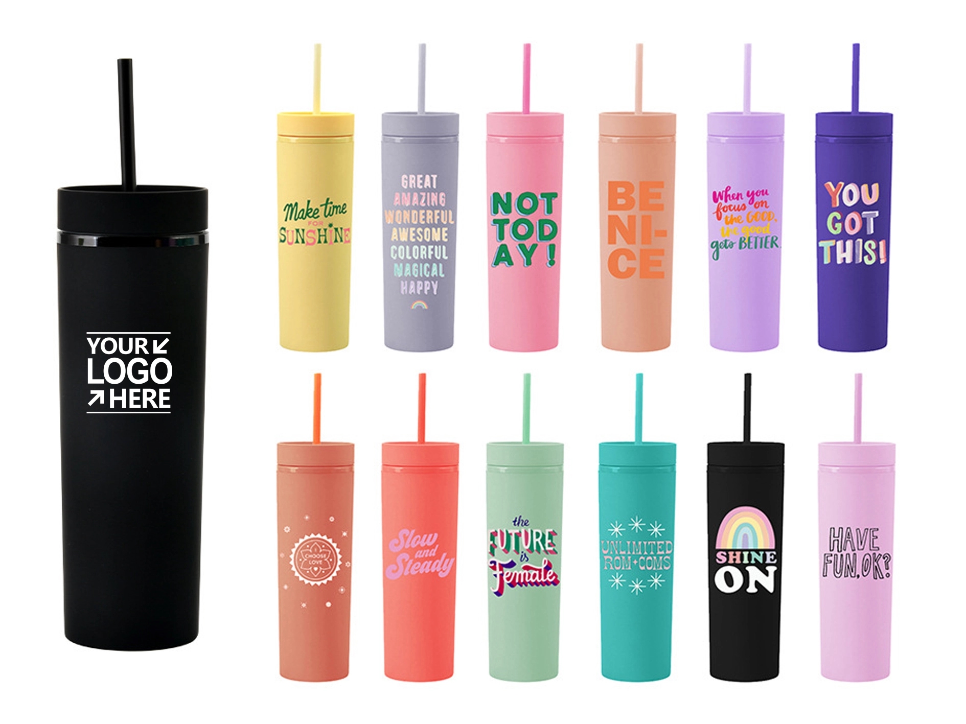 Matte Pastel Colored Acrylic Tumbler 16