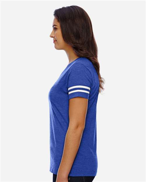 Women's Football V-Neck Fine Jersey Tee - 3537 69