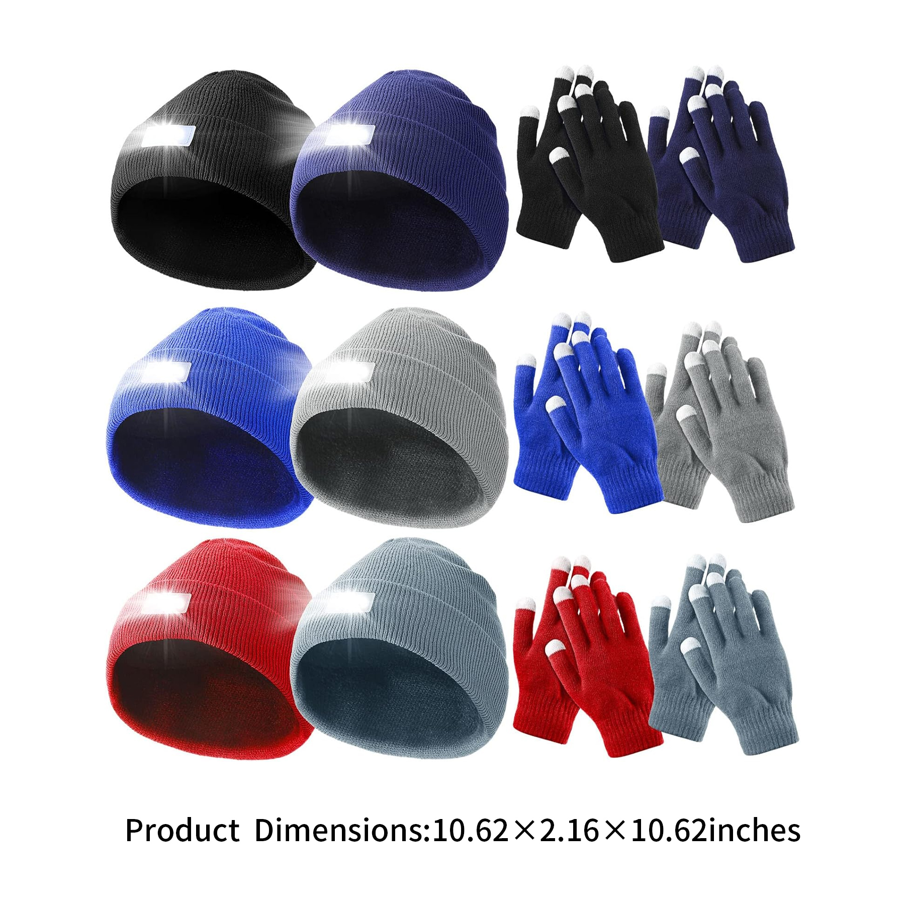 Battery Powered Headlamp Caps Touch Screen Knit Gloves 1