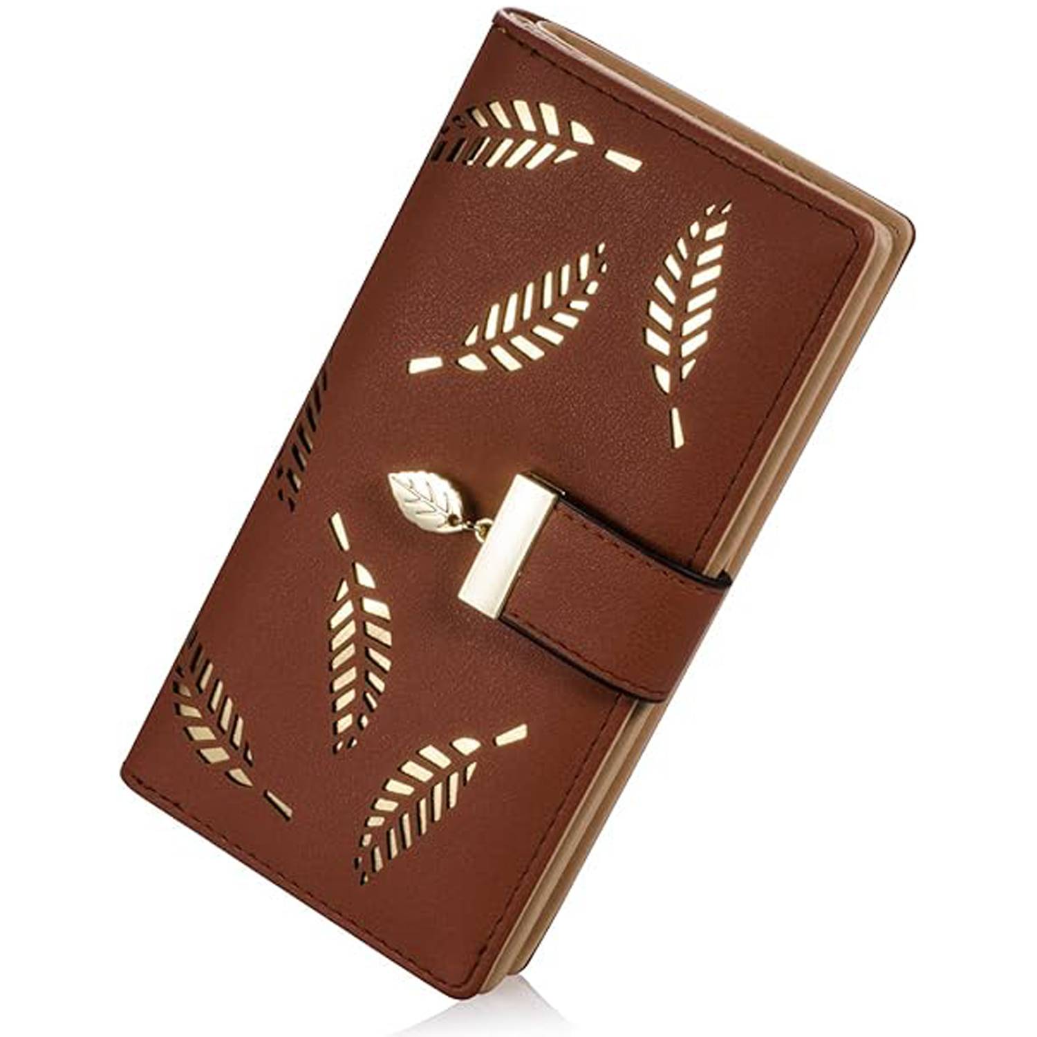Trendy Korean Leaf Pattern Zipper Clasp Handbag Wallet 6