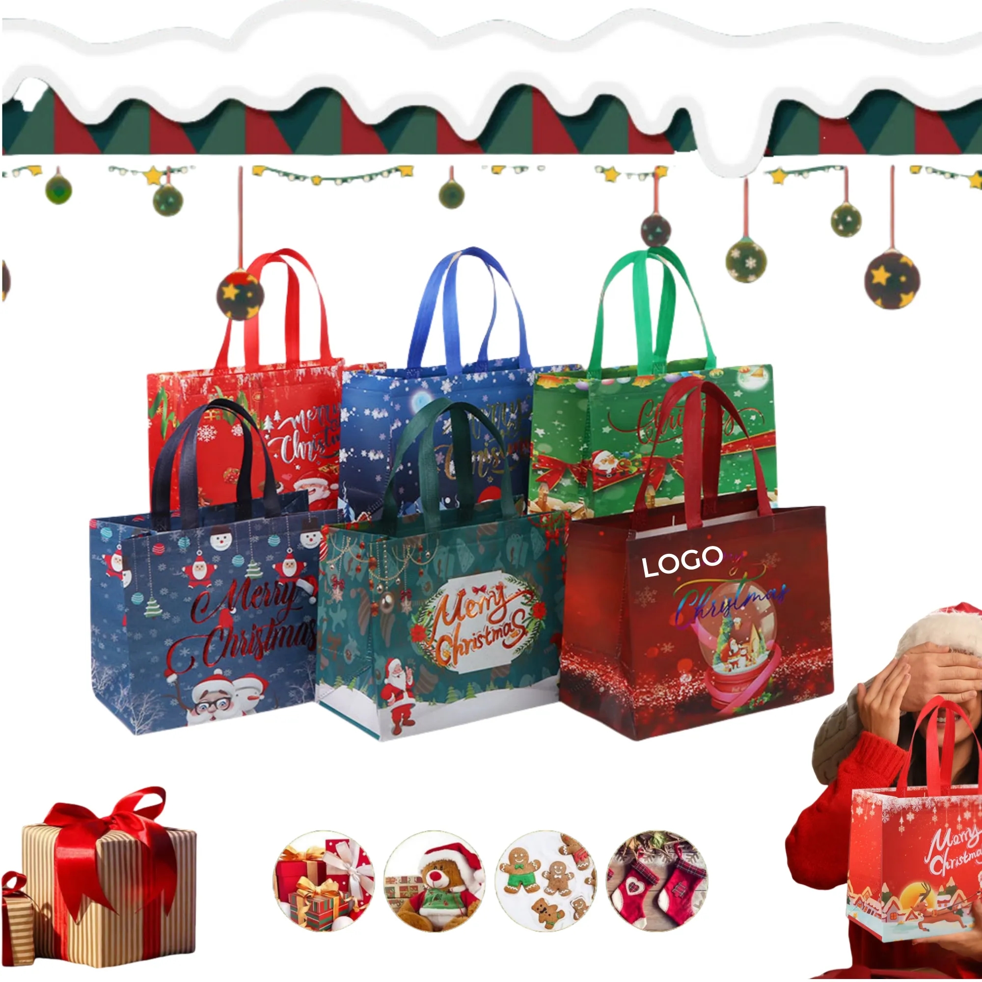 Reusable Non Woven Christmas Gift Tote Bag 2