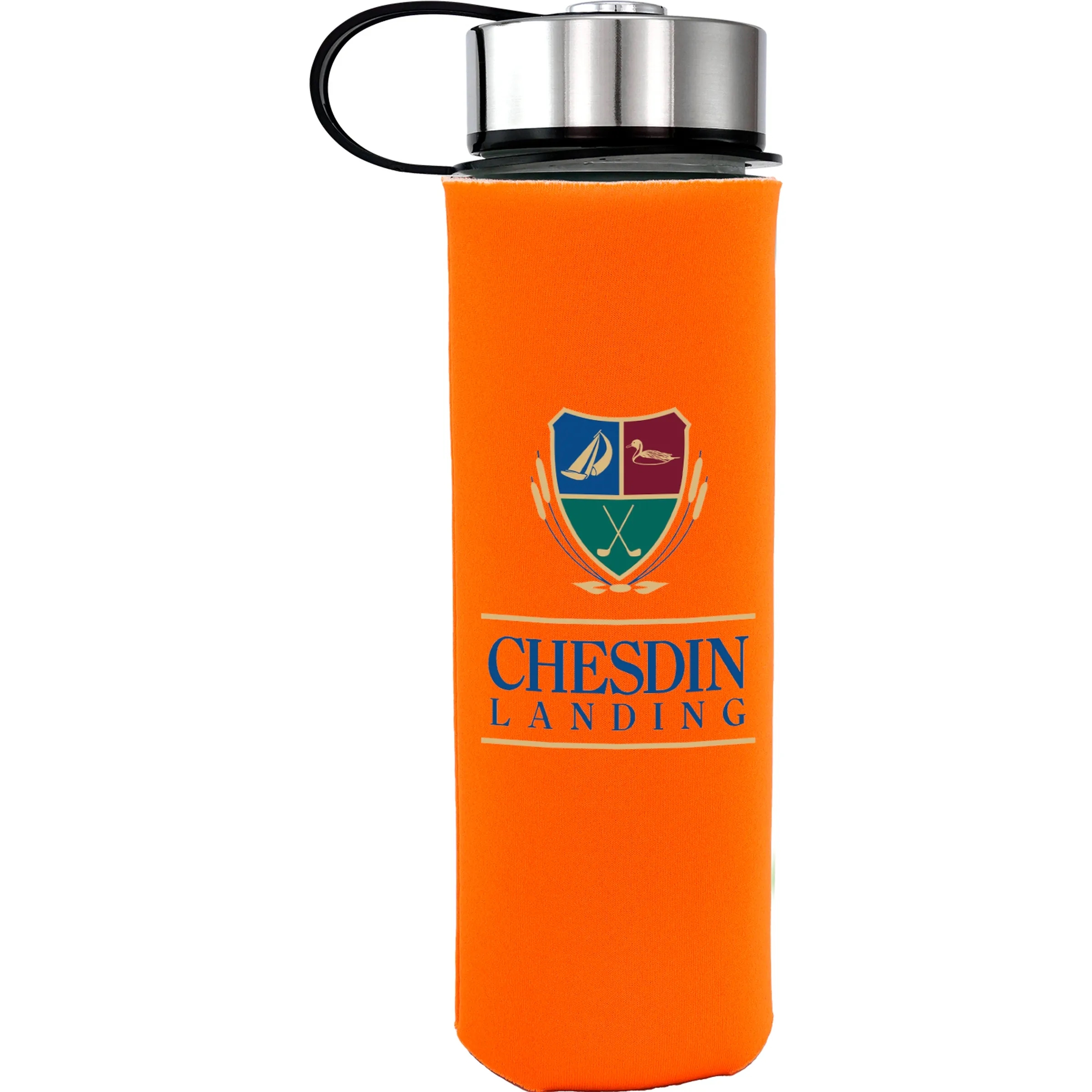 Metal Lanyard Lid 22 oz. Frosted Glass Sleeve Bottle 2