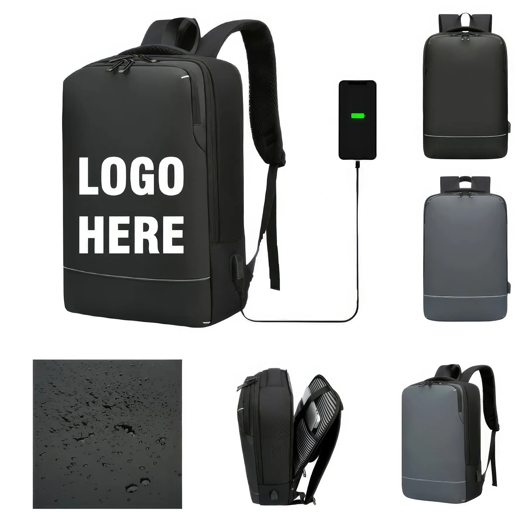 Custom Waterproof Laptop Backpack with USB Charging Port 1