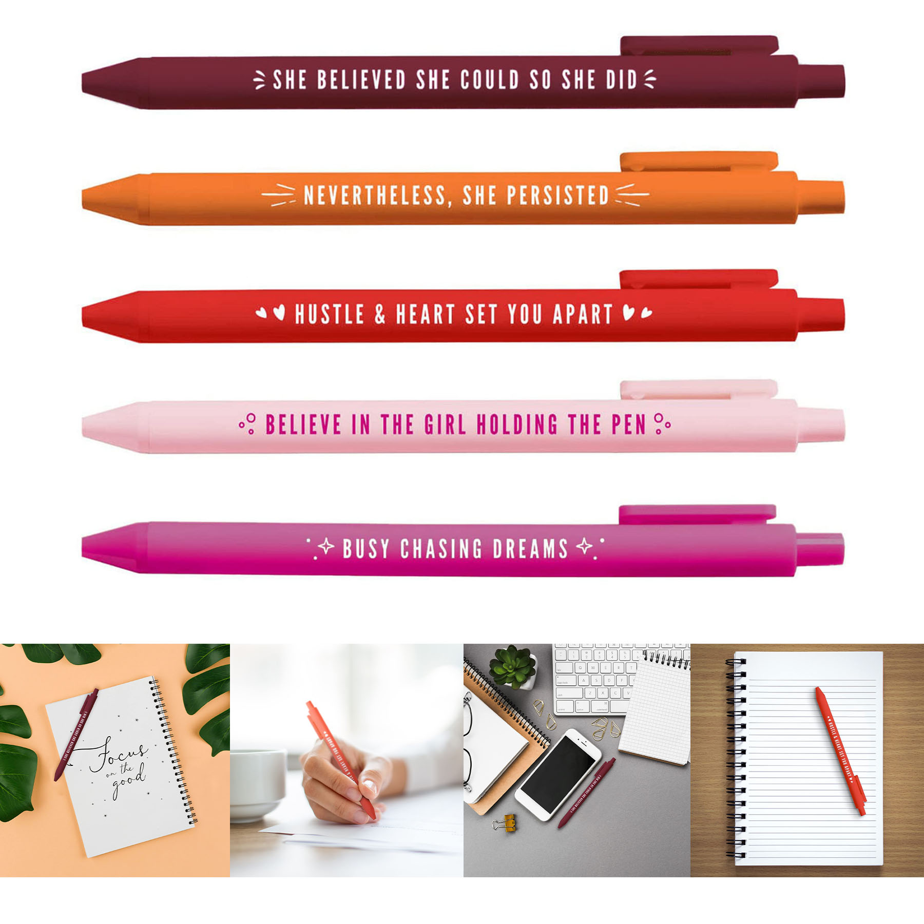 Soft Touch Colorful Girl Power Click Pens
