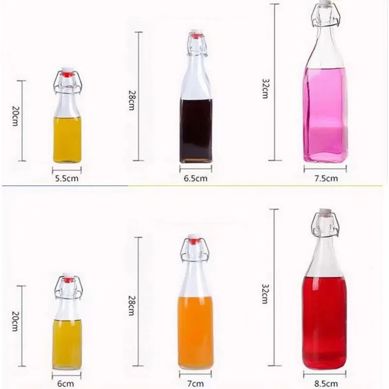 34oz Wire Lid Clear Glass Water Bottles 3