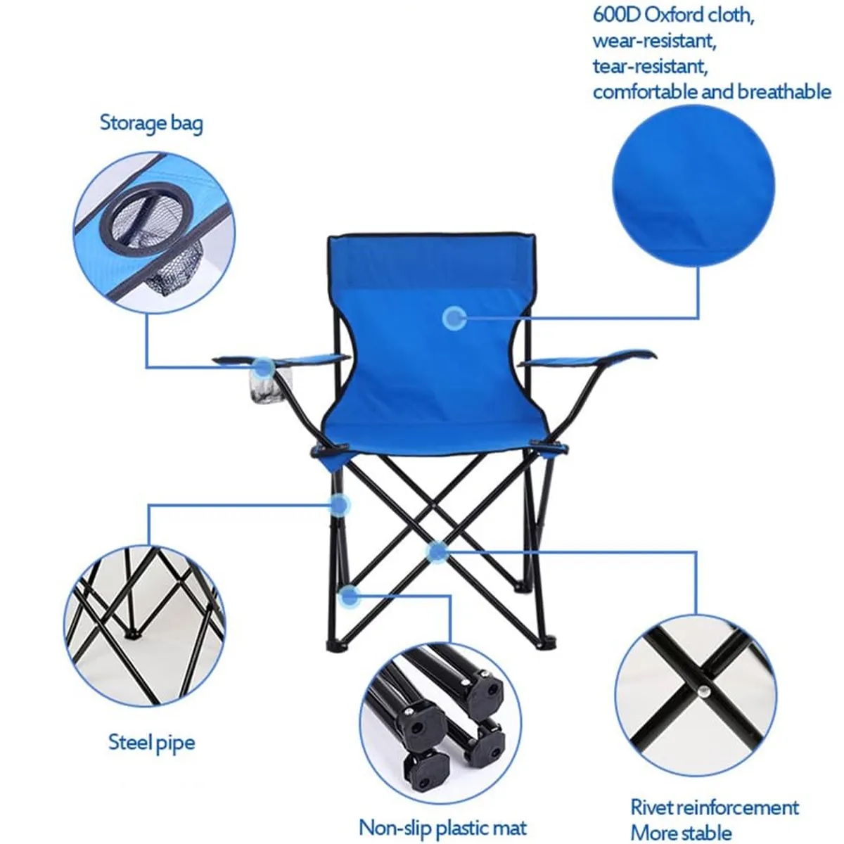 Folding Camping Chair Portable Outdoor Seat Lightweight 7