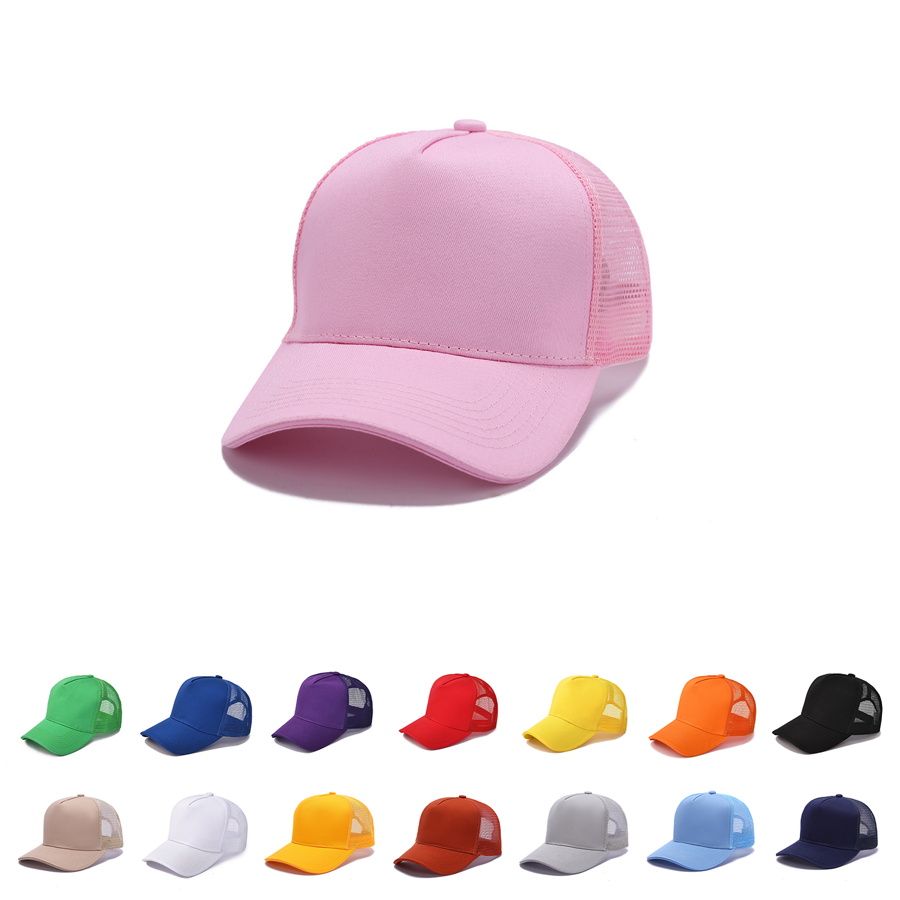 Stock Solid Color Cotton 5-Panel Trucker Cap 6