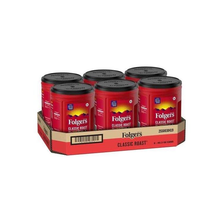 Folgers Ground Canister Classic Roast Coffee - 6 40.3 oz cans 1