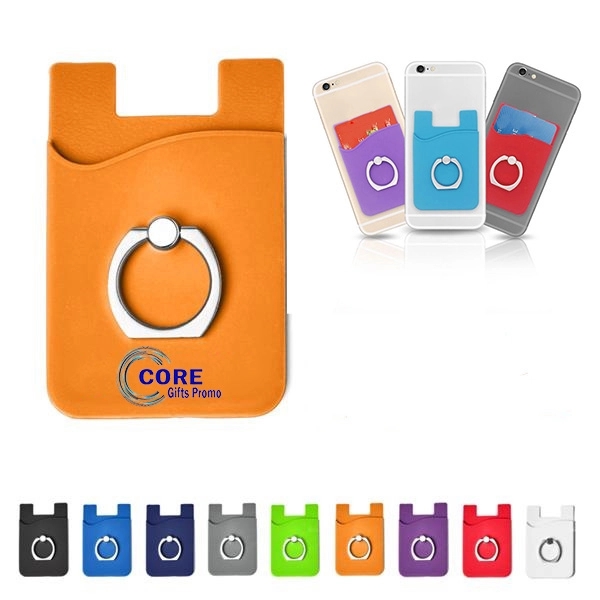 Silicone Card Holder with Metal Ring Phone Stand 1
