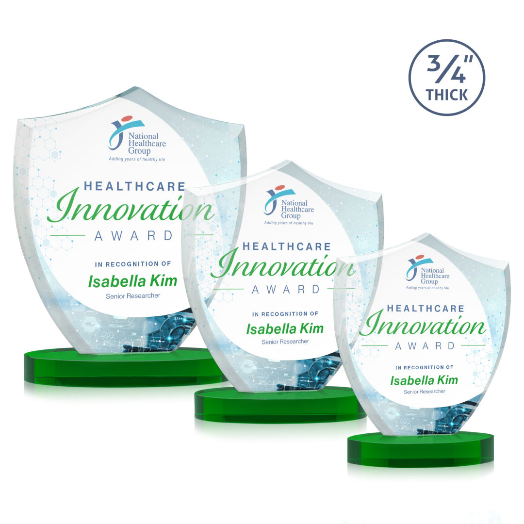 Scudo Shield VividPrint™ Award on Alberton Base - Green 3